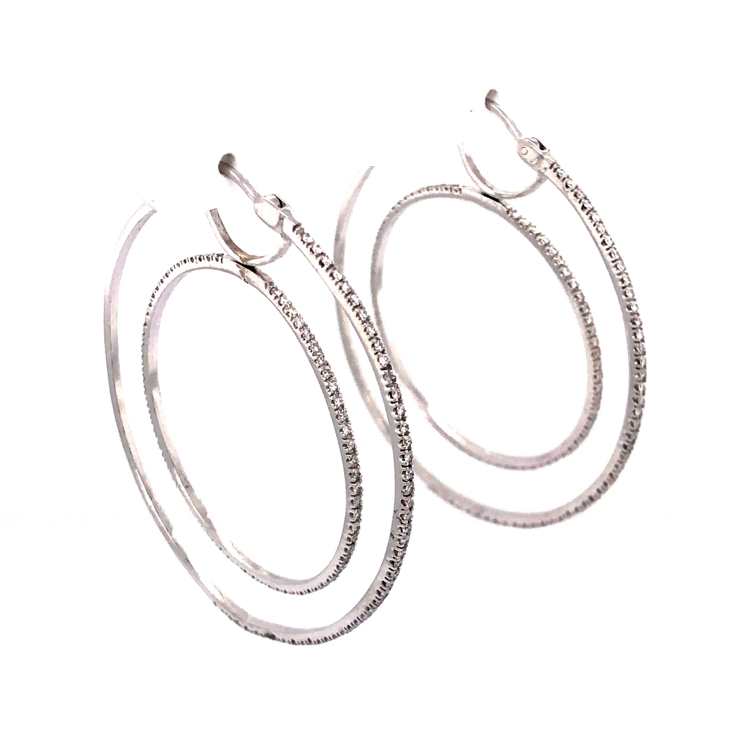 1.37 Spinning Diamond Hoop Earrings in 18k White Gold - Image 3