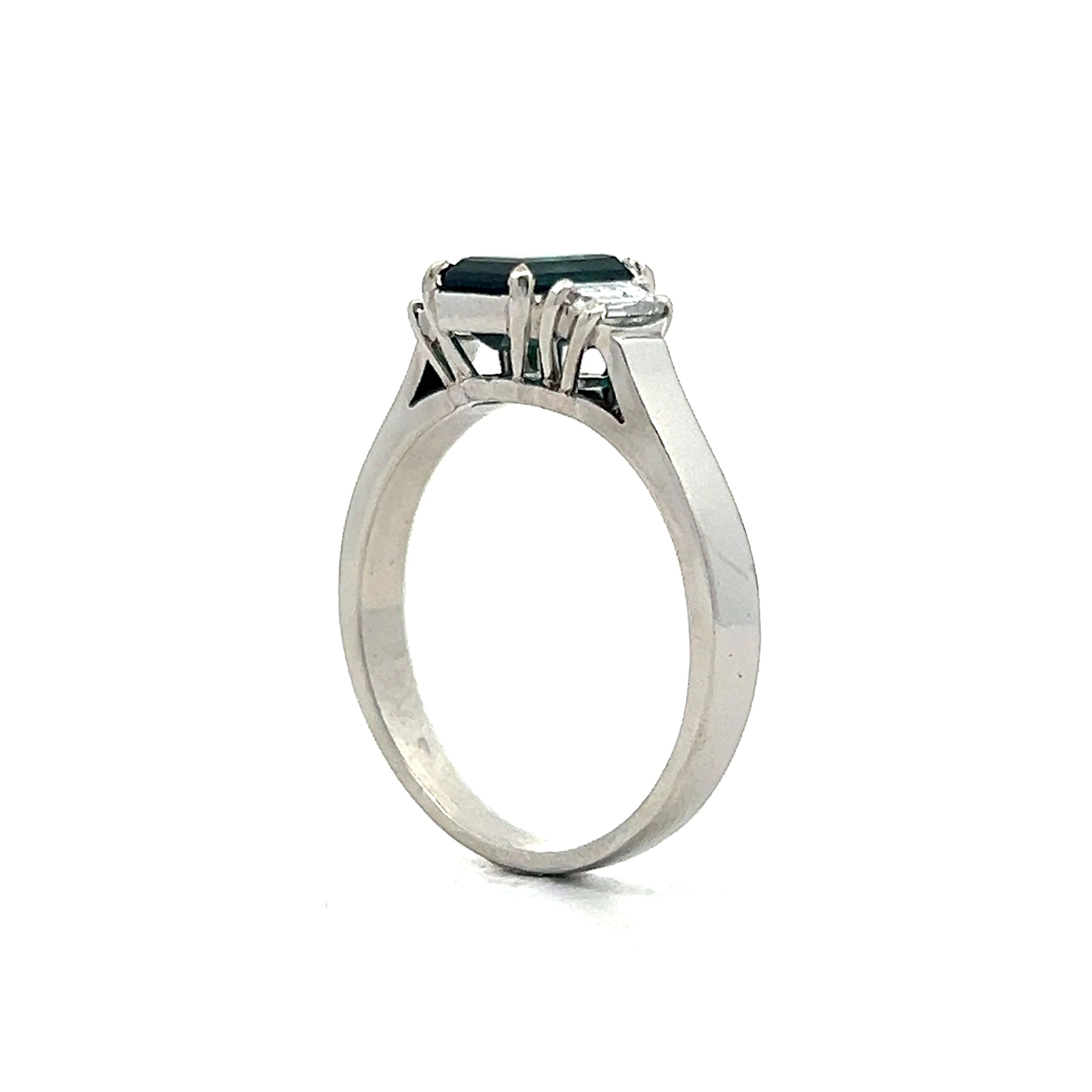 1.37 Tourmaline Three Stone Diamond Engagement Ring in Platinum - Image 5