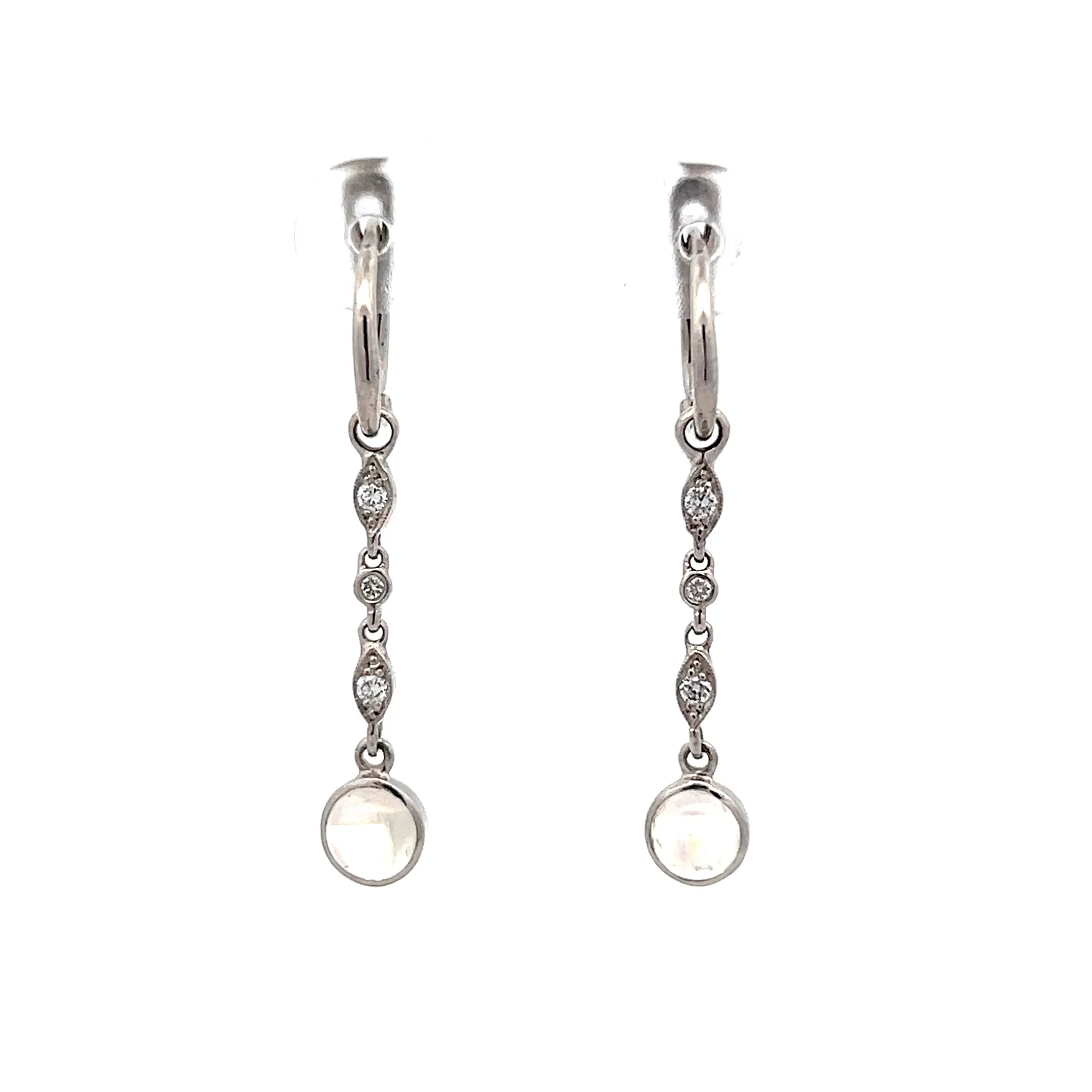 1.37 Wendy Walker Moonstone Drop Earrings in Platinum