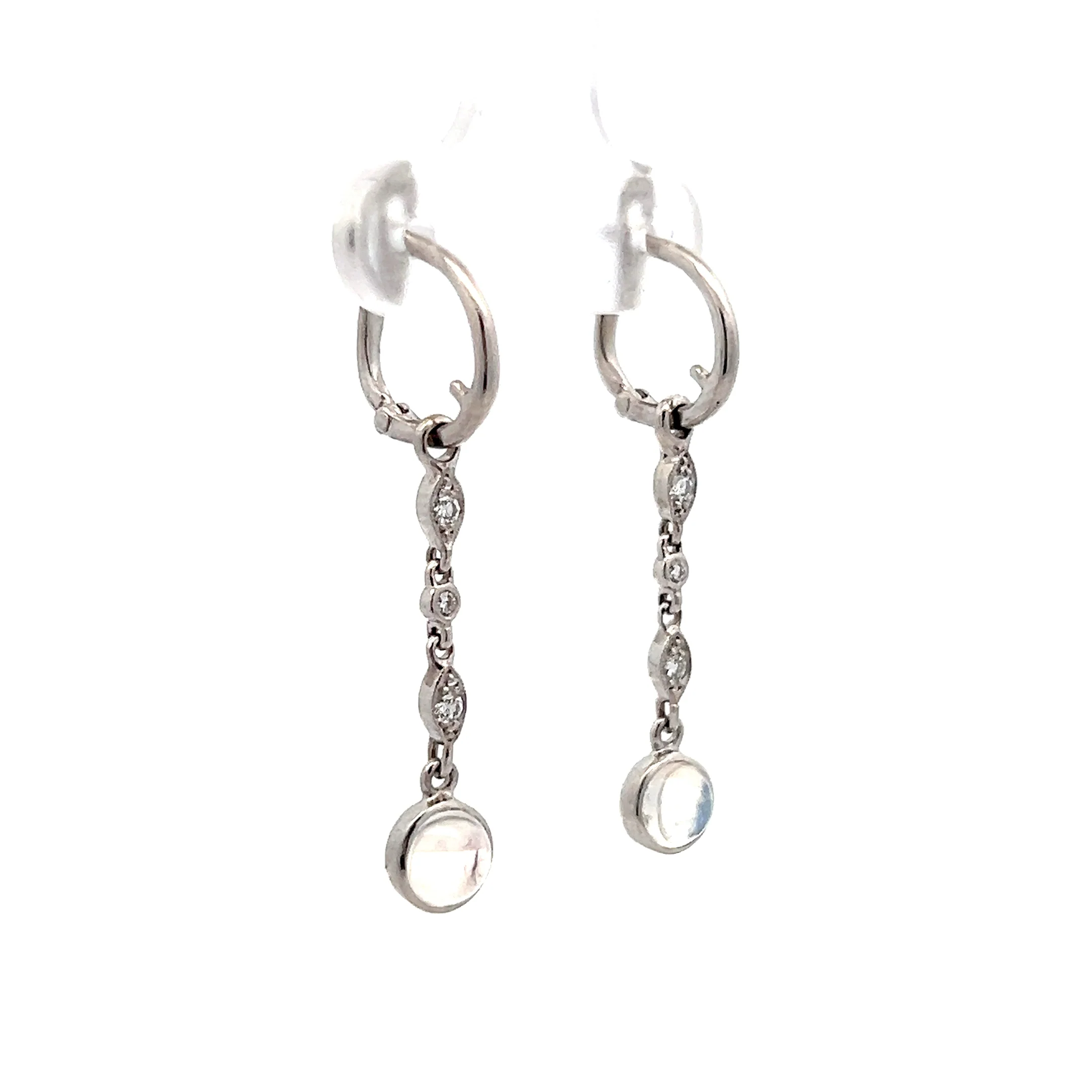 1.37 Wendy Walker Moonstone Drop Earrings in Platinum - Image 3