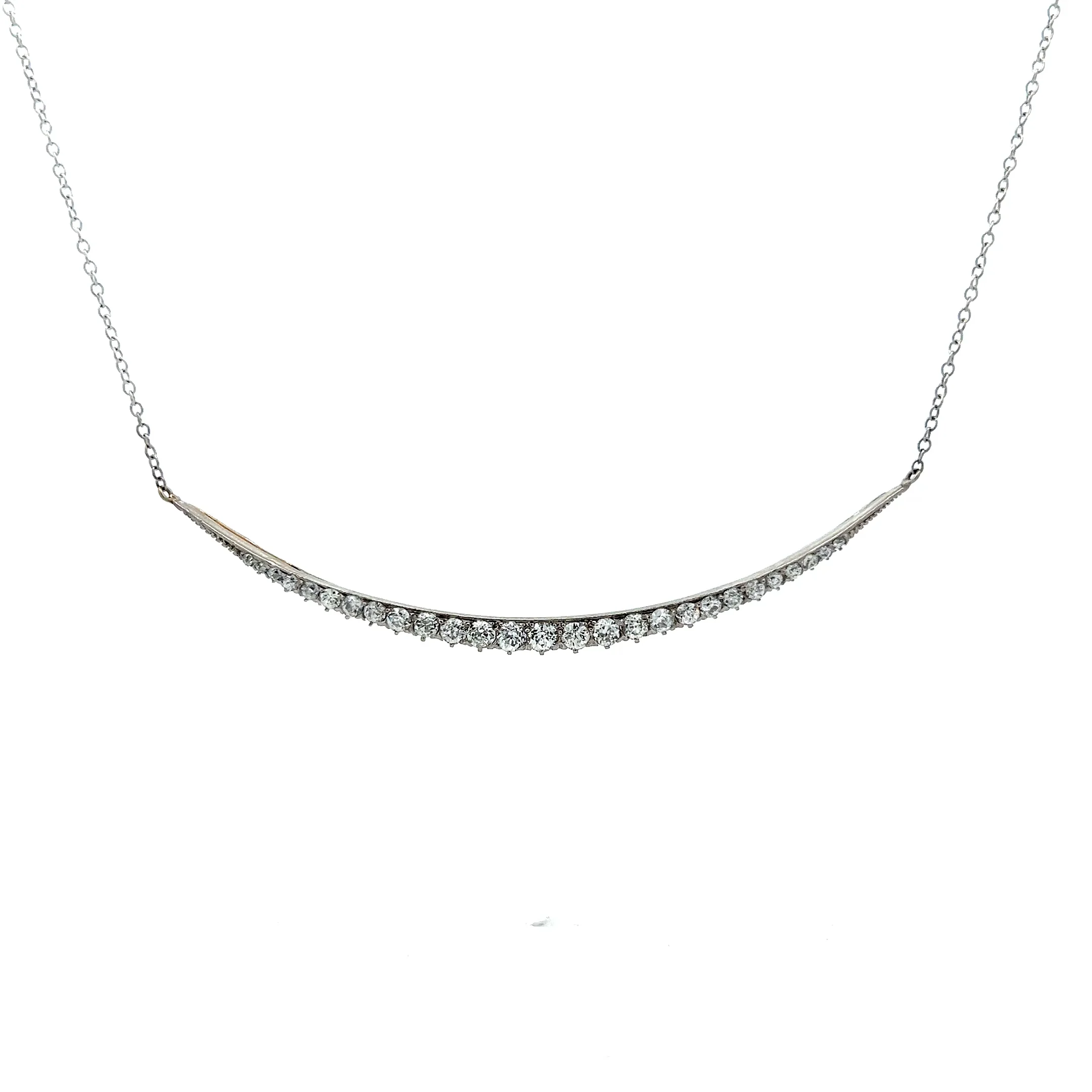 1.38 Antique Art Deco Crescent Pendant Necklace in 14k