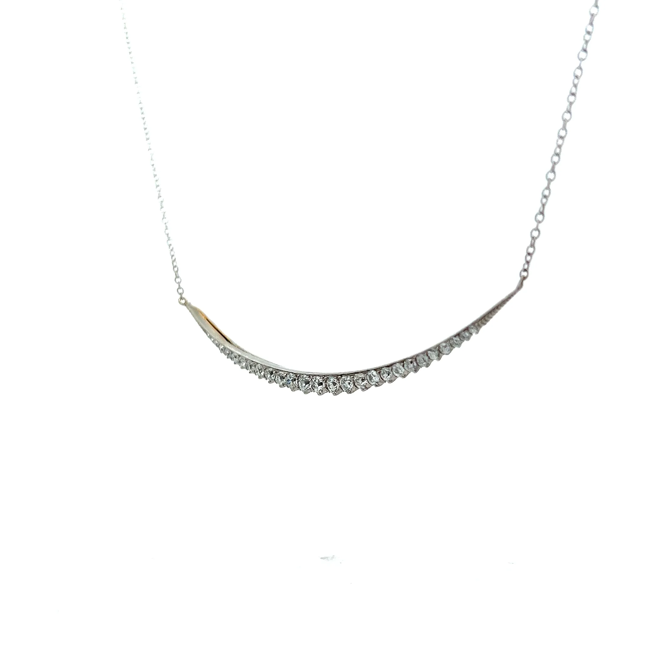 1.38 Antique Art Deco Crescent Pendant Necklace in 14k - Image 2