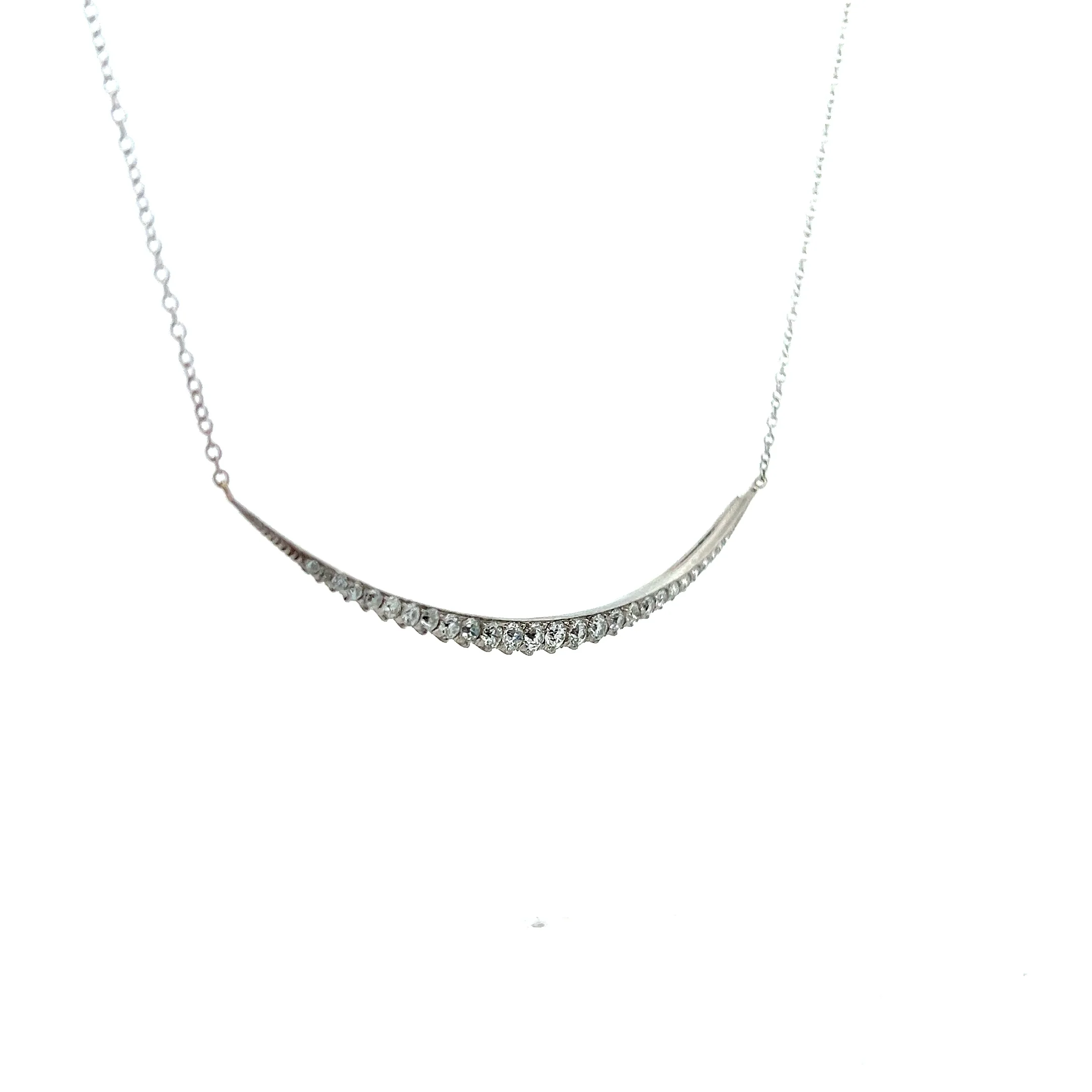 1.38 Antique Art Deco Crescent Pendant Necklace in 14k - Image 3