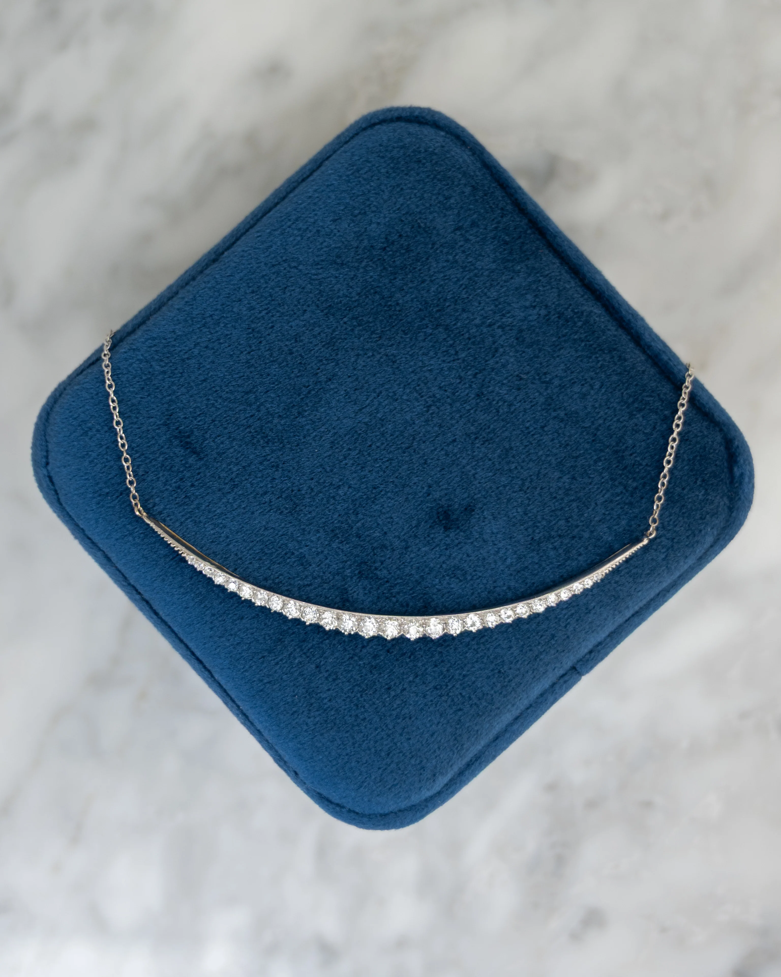 1.38 Antique Art Deco Crescent Pendant Necklace in 14k - Image 5