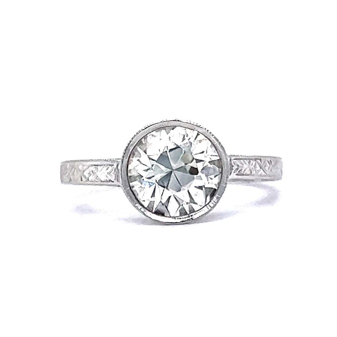 1.38 Old European Solitaire Bezel Platinum Engagement Ring