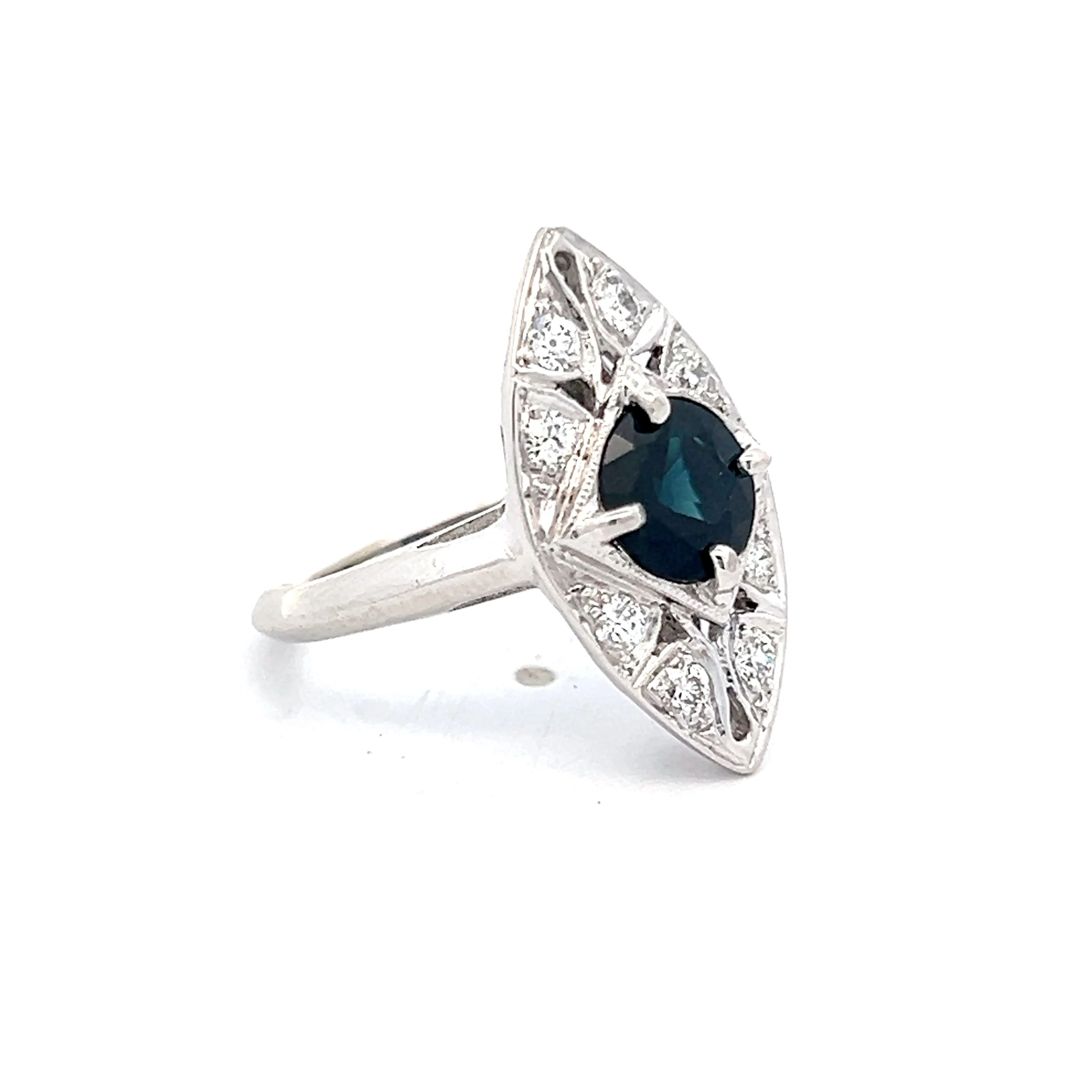 1.39 Antique Deco Navette Right Hand Ring in 14k - Image 3
