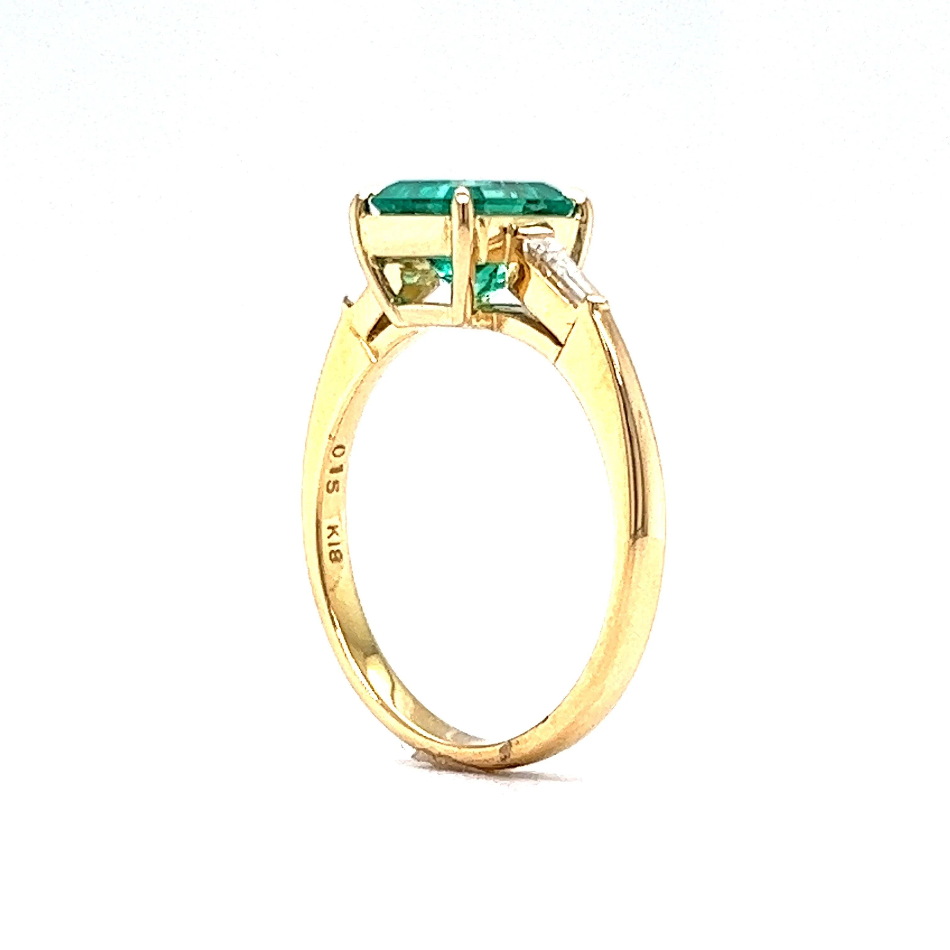 1.39 Emerald & Diamond Engagement Ring in 18k Yellow Gold - Image 5