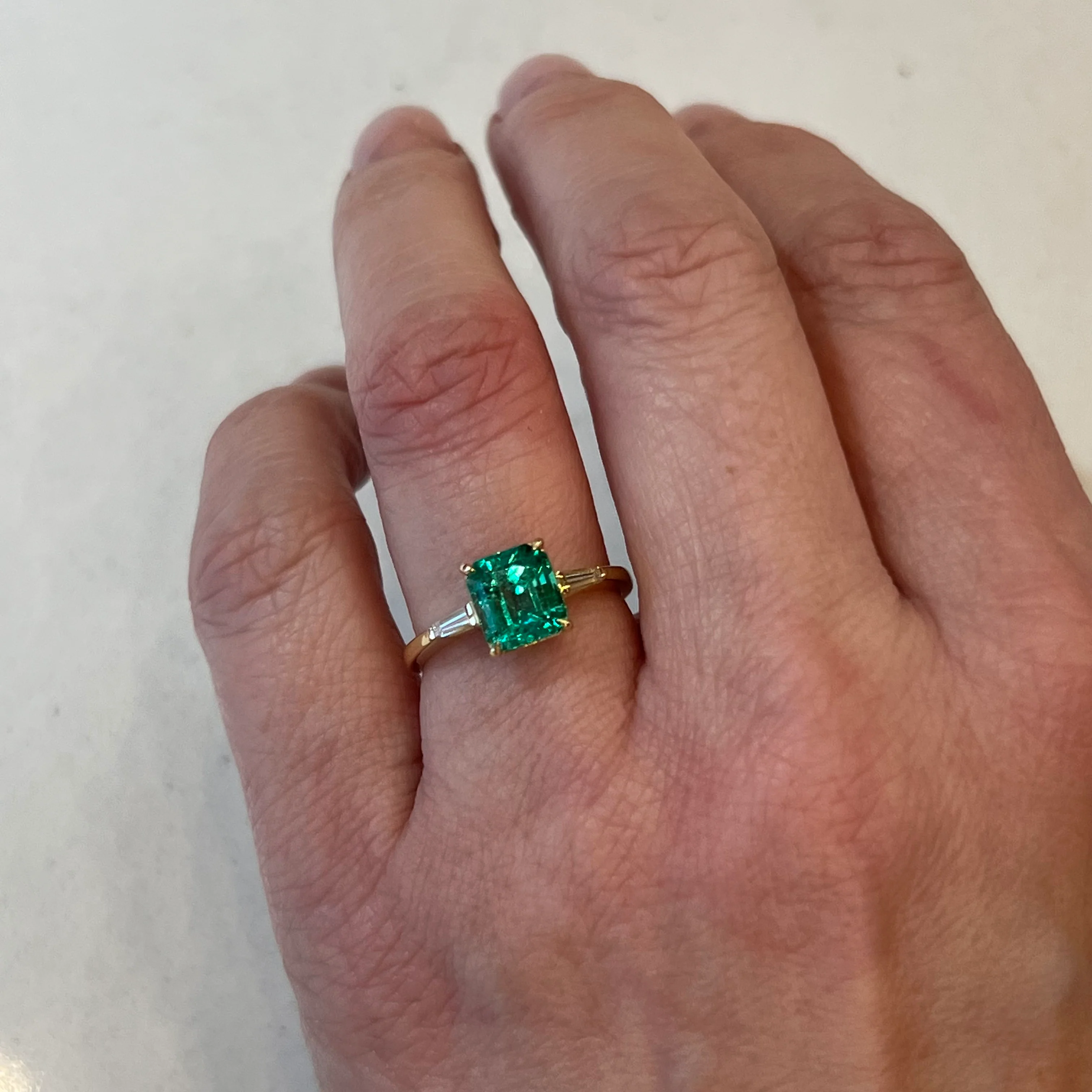 1.39 Emerald & Diamond Engagement Ring in 18k Yellow Gold - Image 6