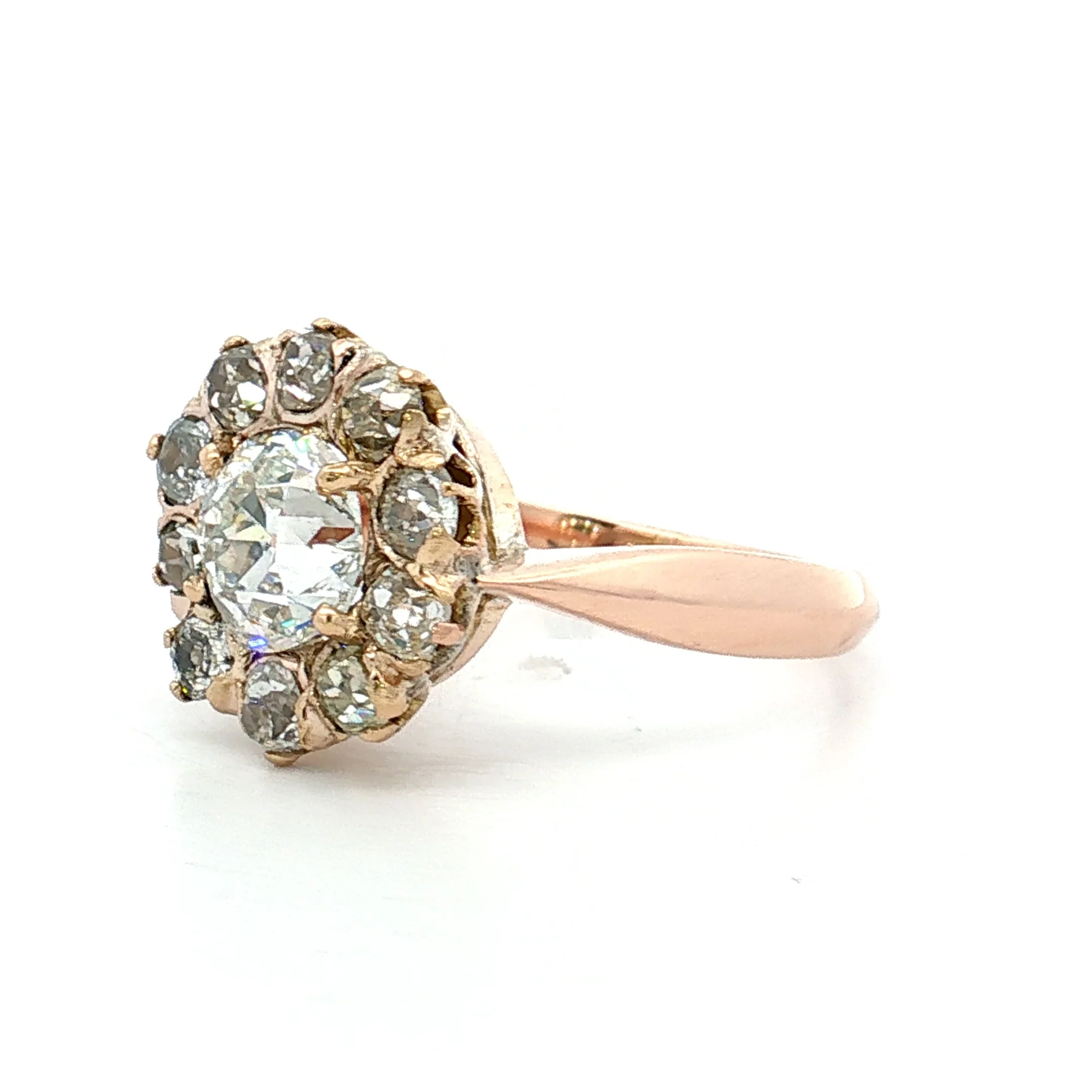 1.39 Vintage Victorian Diamond Cluster Ring 14k Rose Gold - Image 2