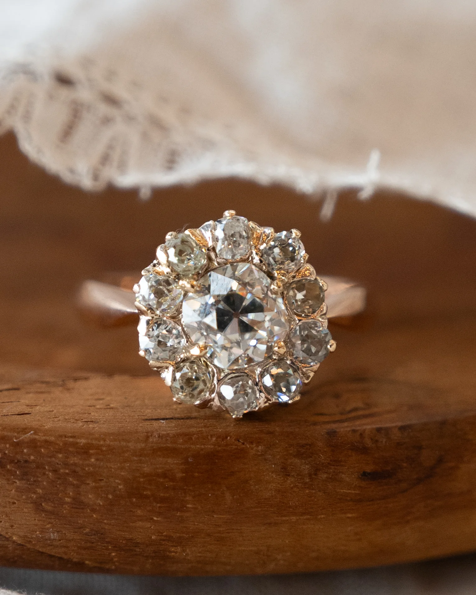 1.39 Vintage Victorian Diamond Cluster Ring 14k Rose Gold - Image 6