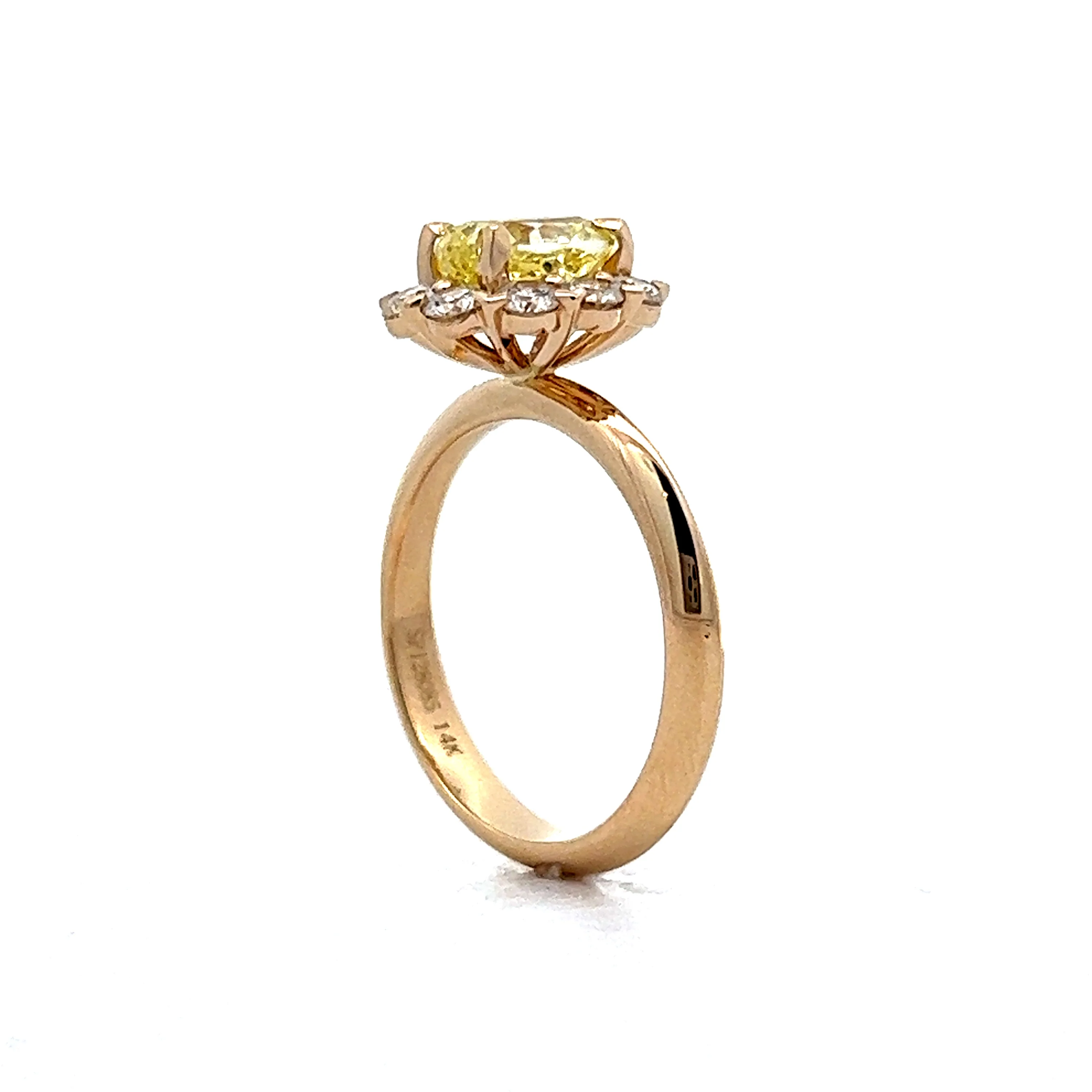1.39 Fancy Yellow Diamond Engagement Ring in 14k Yellow Gold - Image 5