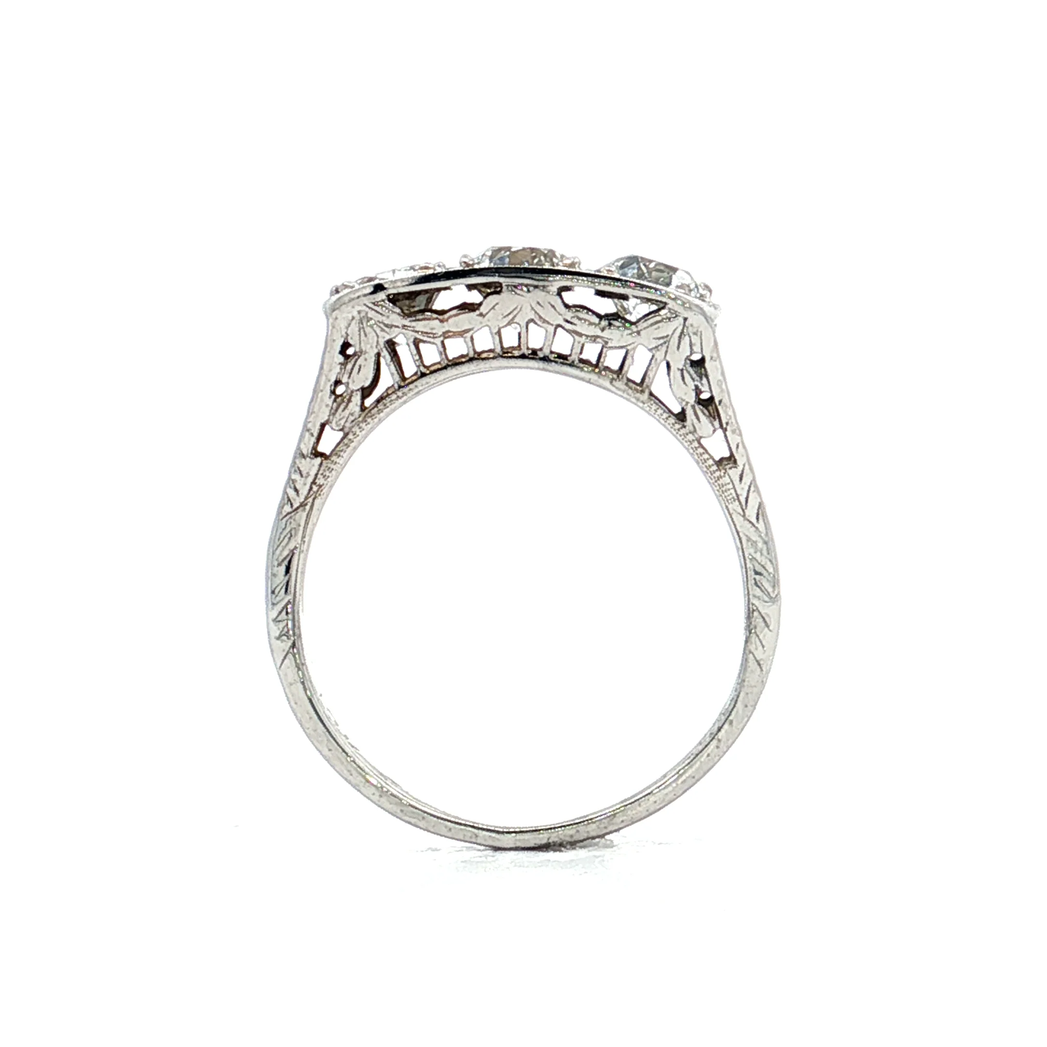 1.40 Antique Deco Three Stone Diamond Engagement Ring 18k - Image 4