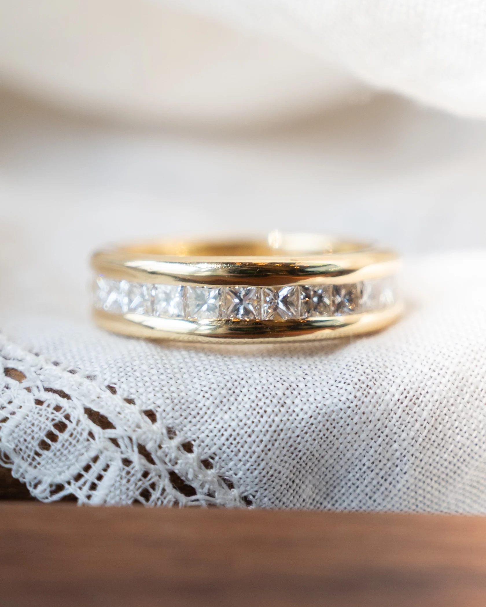 1.40 Channel Set Princess Diamond Wedding Band 18k - Image 6