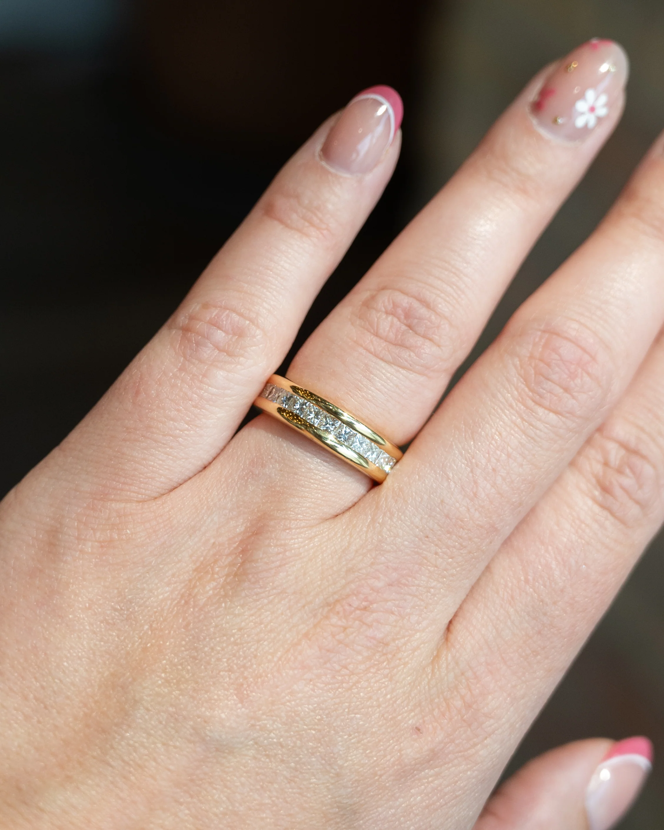 1.40 Channel Set Princess Diamond Wedding Band 18k - Image 7