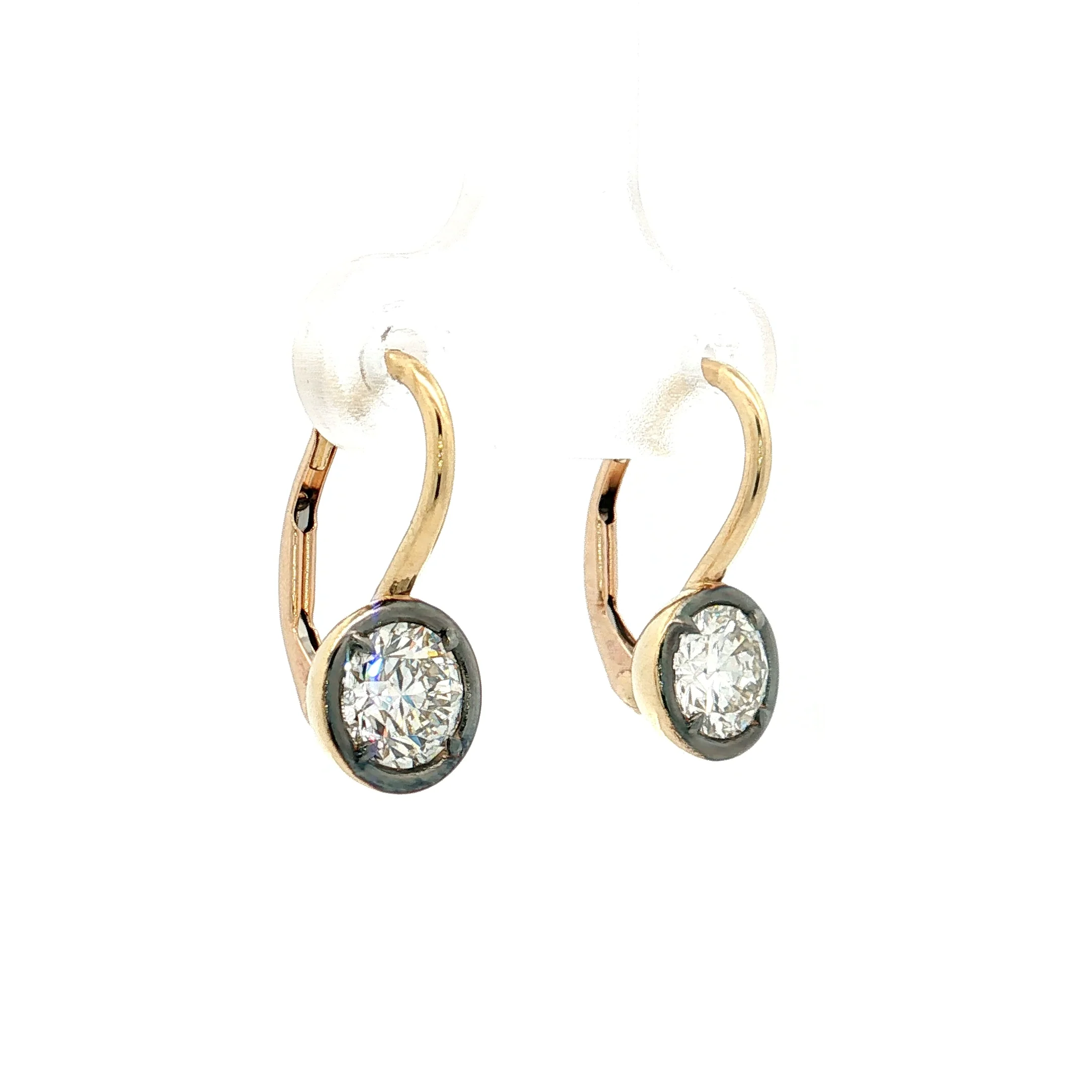 1.40 GIA Diamond Drop Earrings 18k Yellow Gold - Image 3