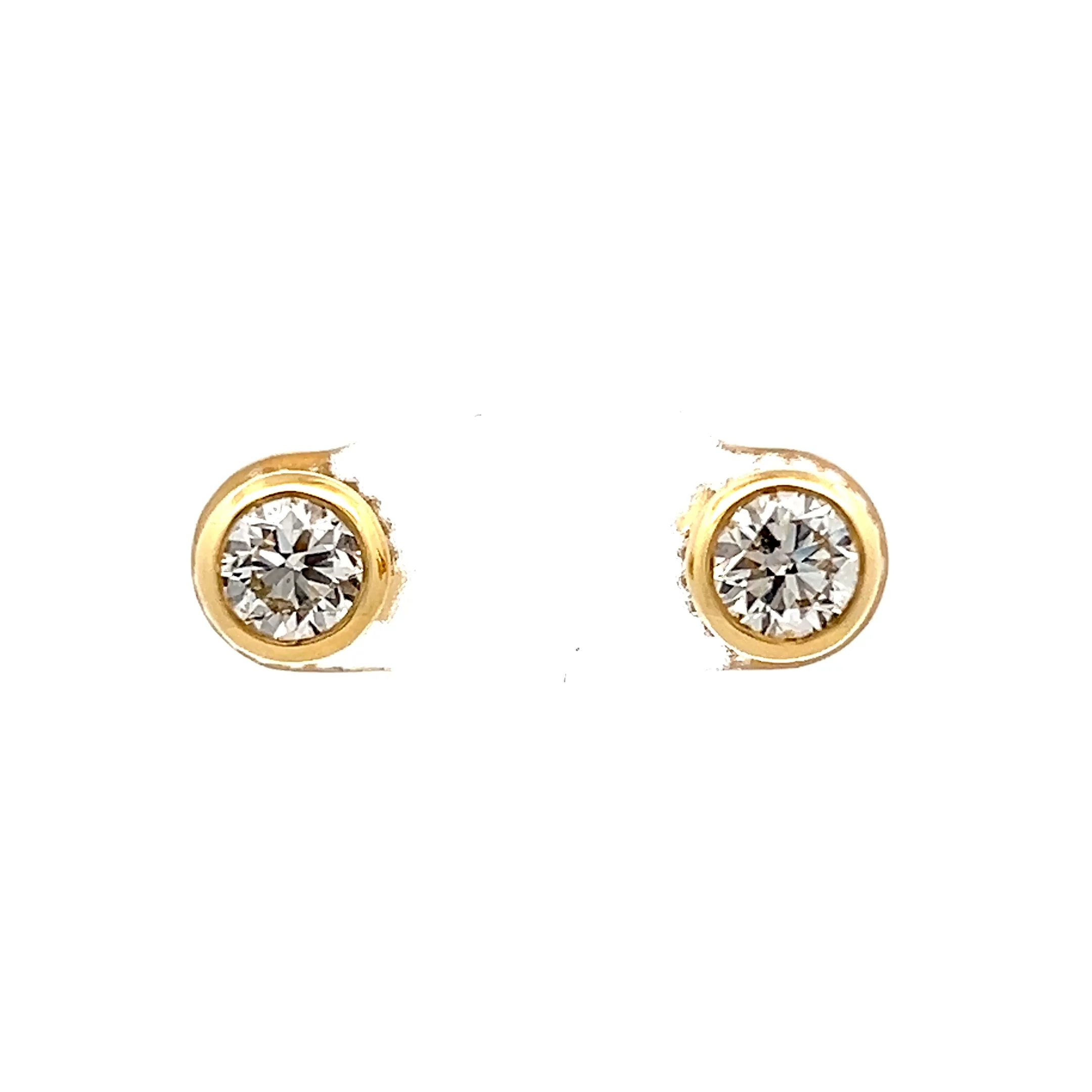 1.40 Round Bezel Diamond Stud Earrings in 18k