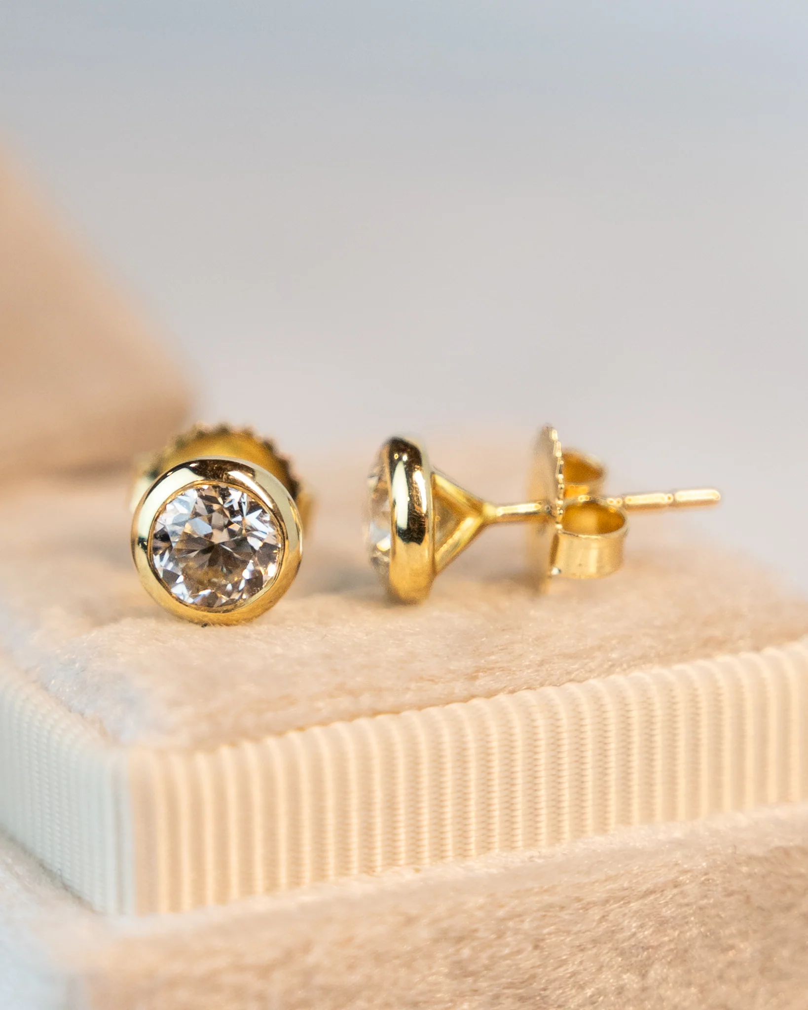 1.40 Round Bezel Diamond Stud Earrings in 18k - Image 4