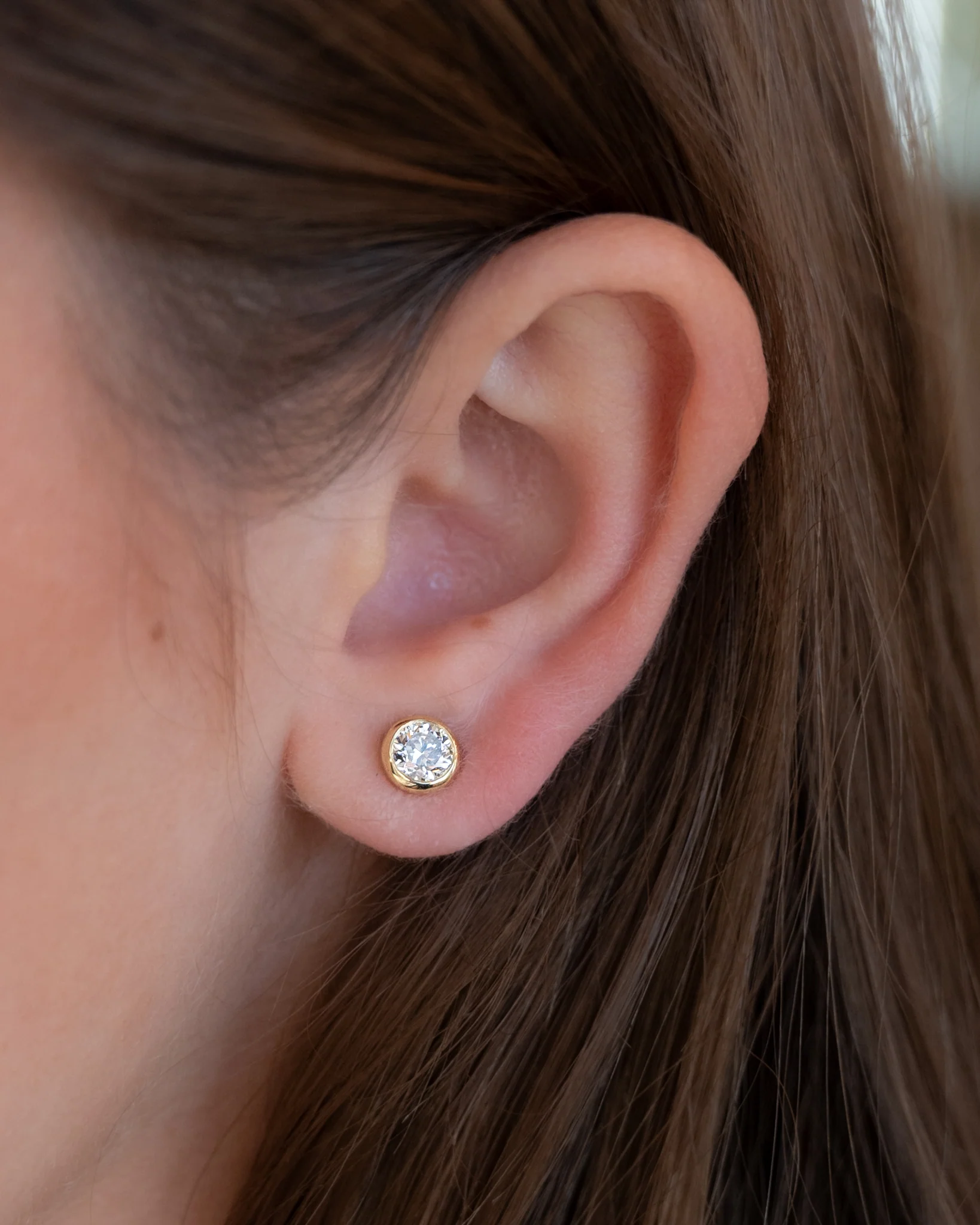 1.40 Round Bezel Diamond Stud Earrings in 18k - Image 5