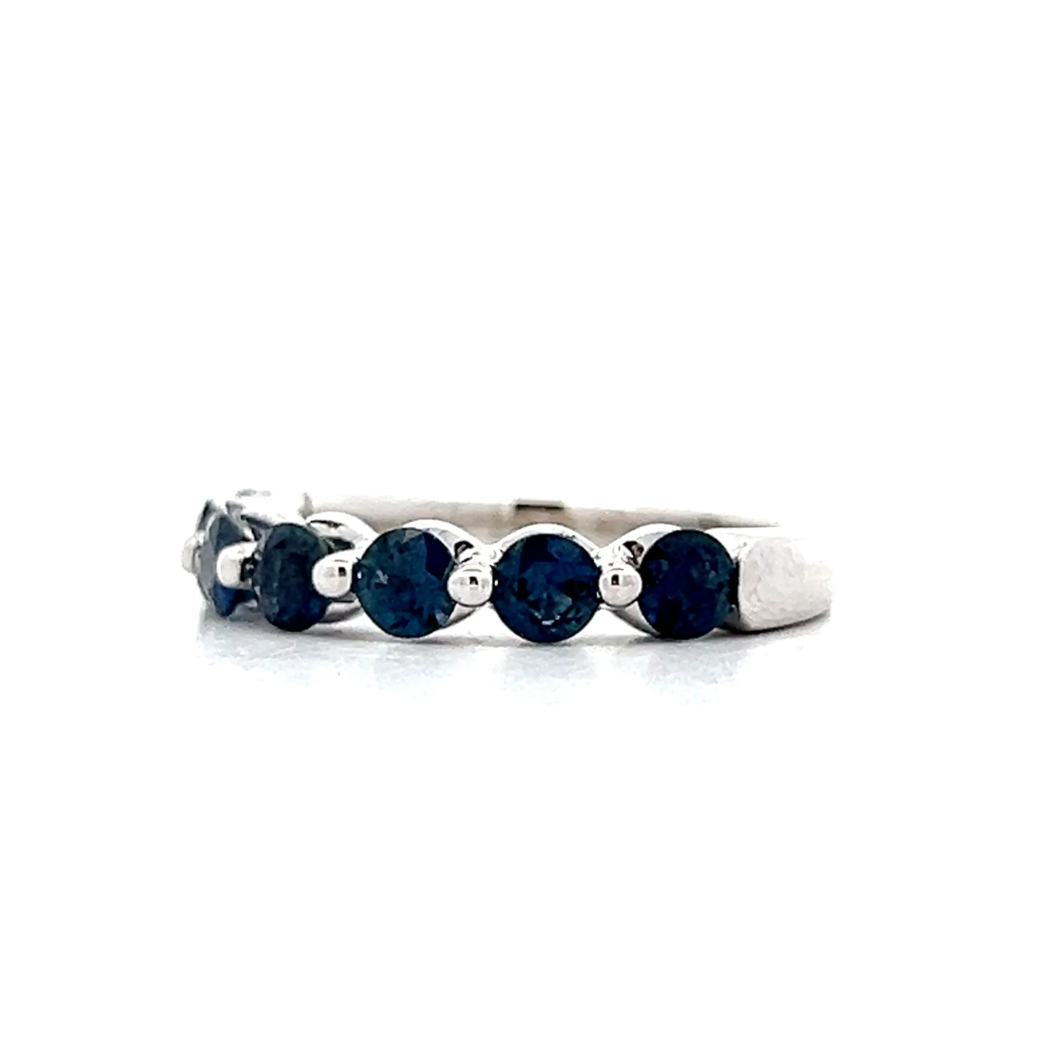 1.40 Round Cut Blue Sapphire Band in 14k - Image 2
