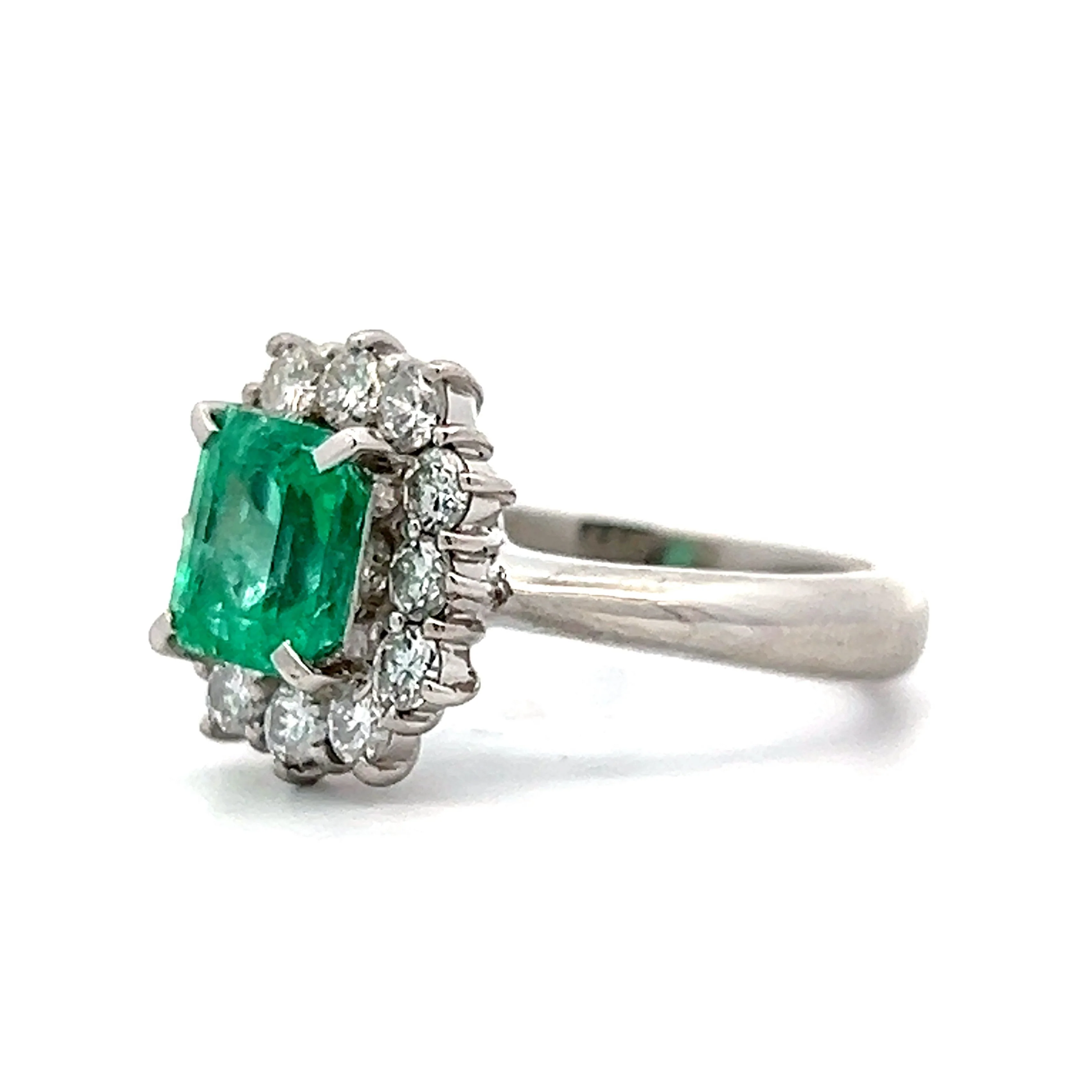 1.41 Emerald Cut Emerald Right Hand Ring in Platinum - Image 2