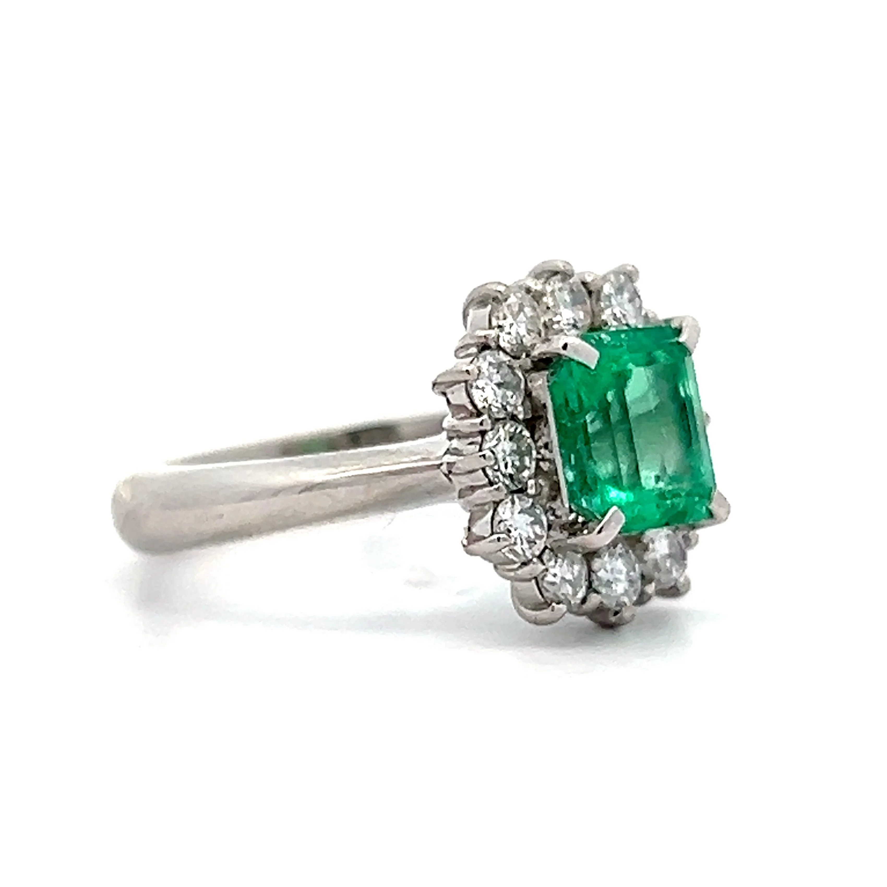 1.41 Emerald Cut Emerald Right Hand Ring in Platinum - Image 3