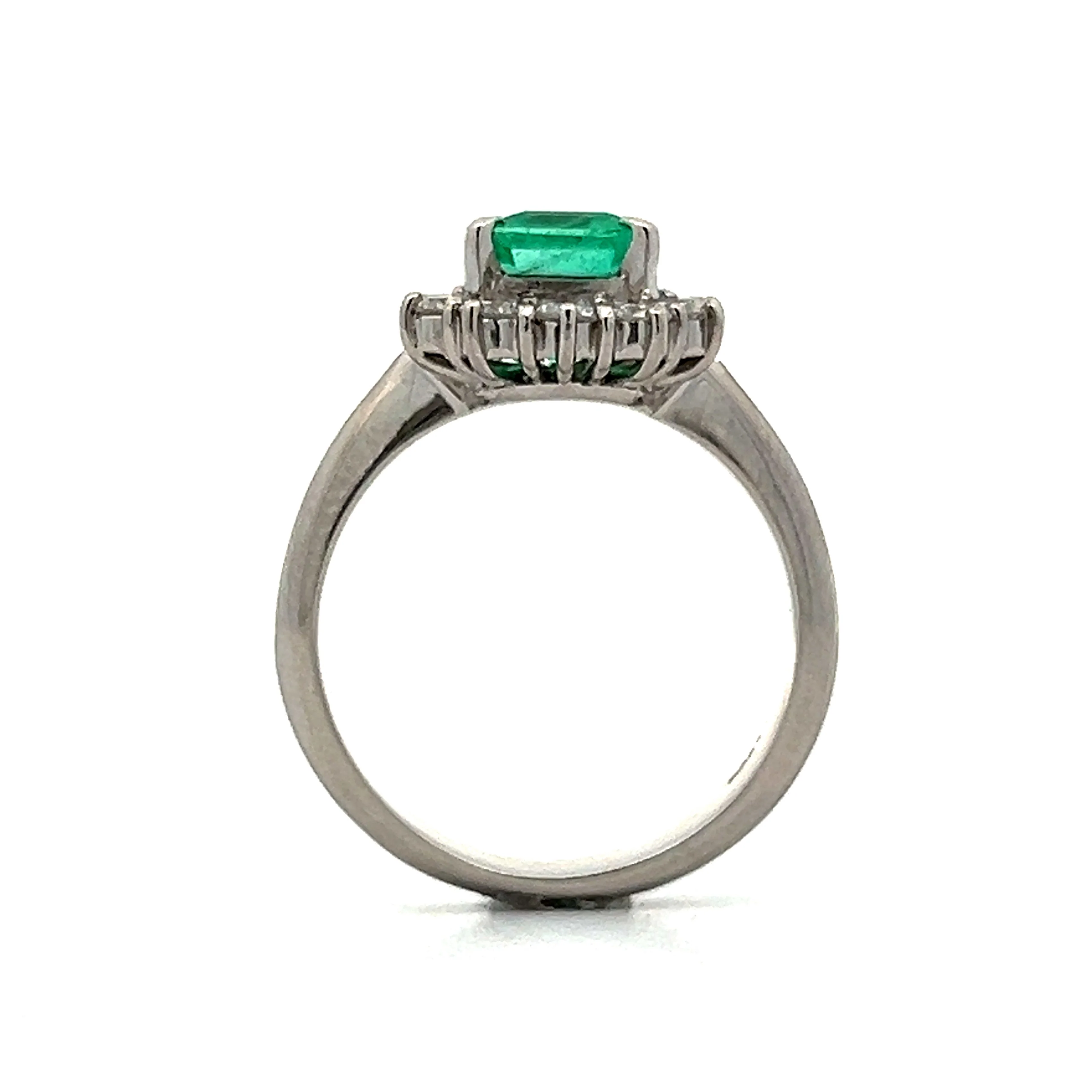 1.41 Emerald Cut Emerald Right Hand Ring in Platinum - Image 4