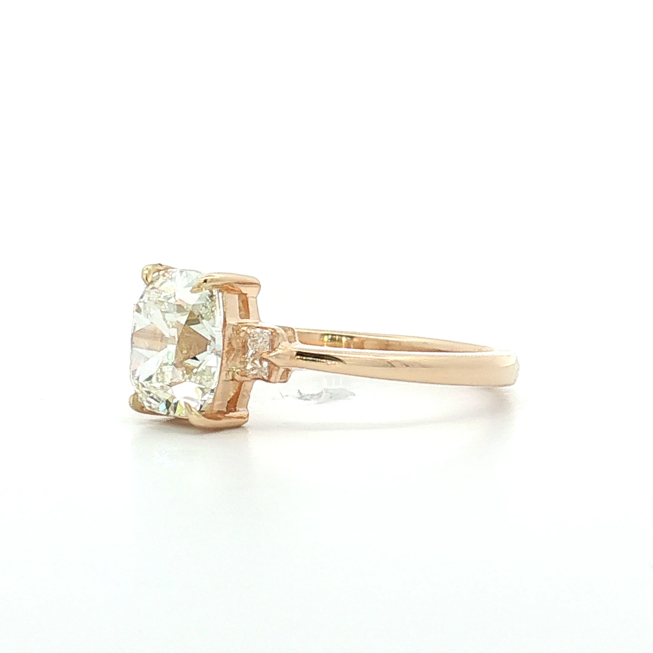 1.41 Old Mine Cushion Diamond Engagement Ring 14k - Image 2