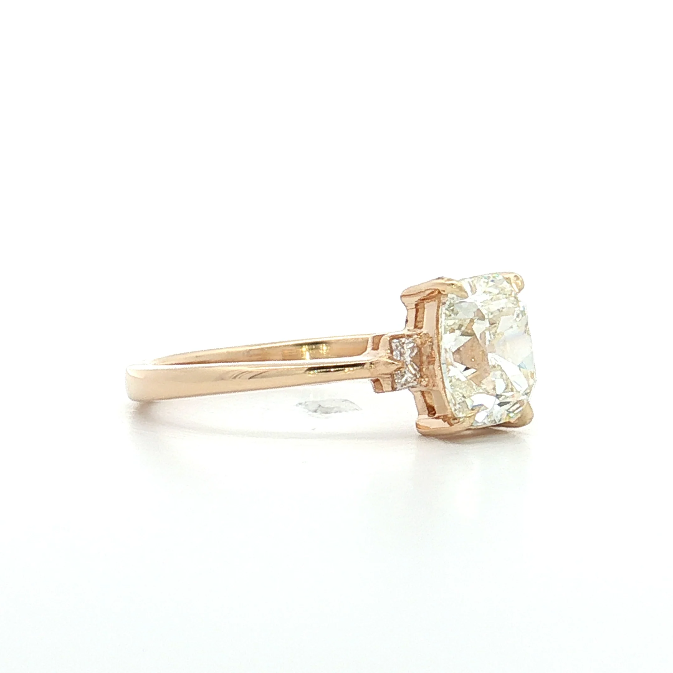 1.41 Old Mine Cushion Diamond Engagement Ring 14k - Image 3
