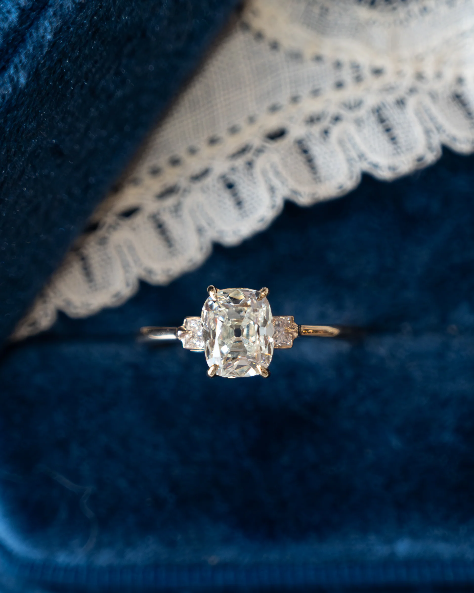 1.41 Old Mine Cushion Diamond Engagement Ring 14k - Image 7