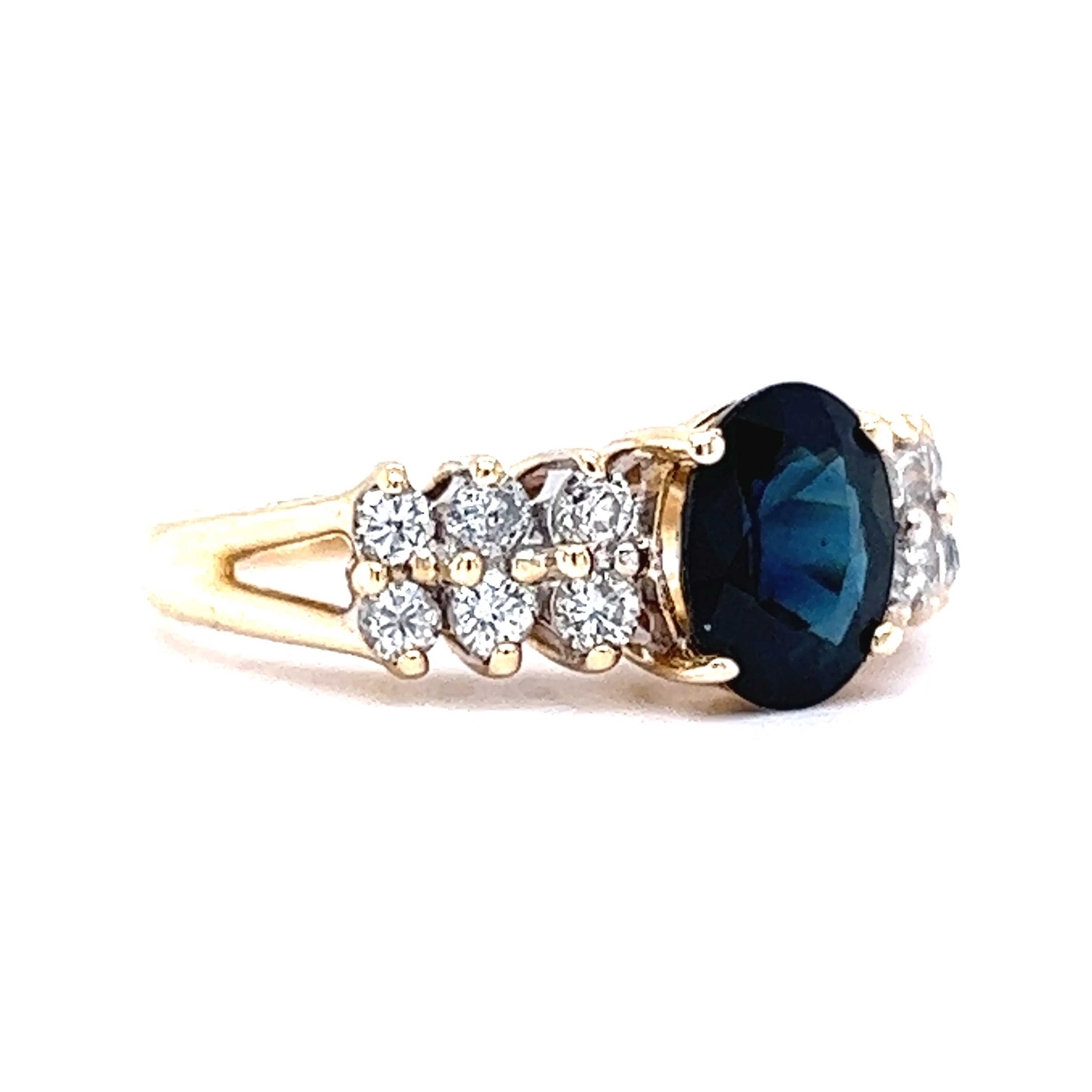 1.41 Oval Cut Sapphire Engagement Ring in 14k Yellow Gold - Image 3