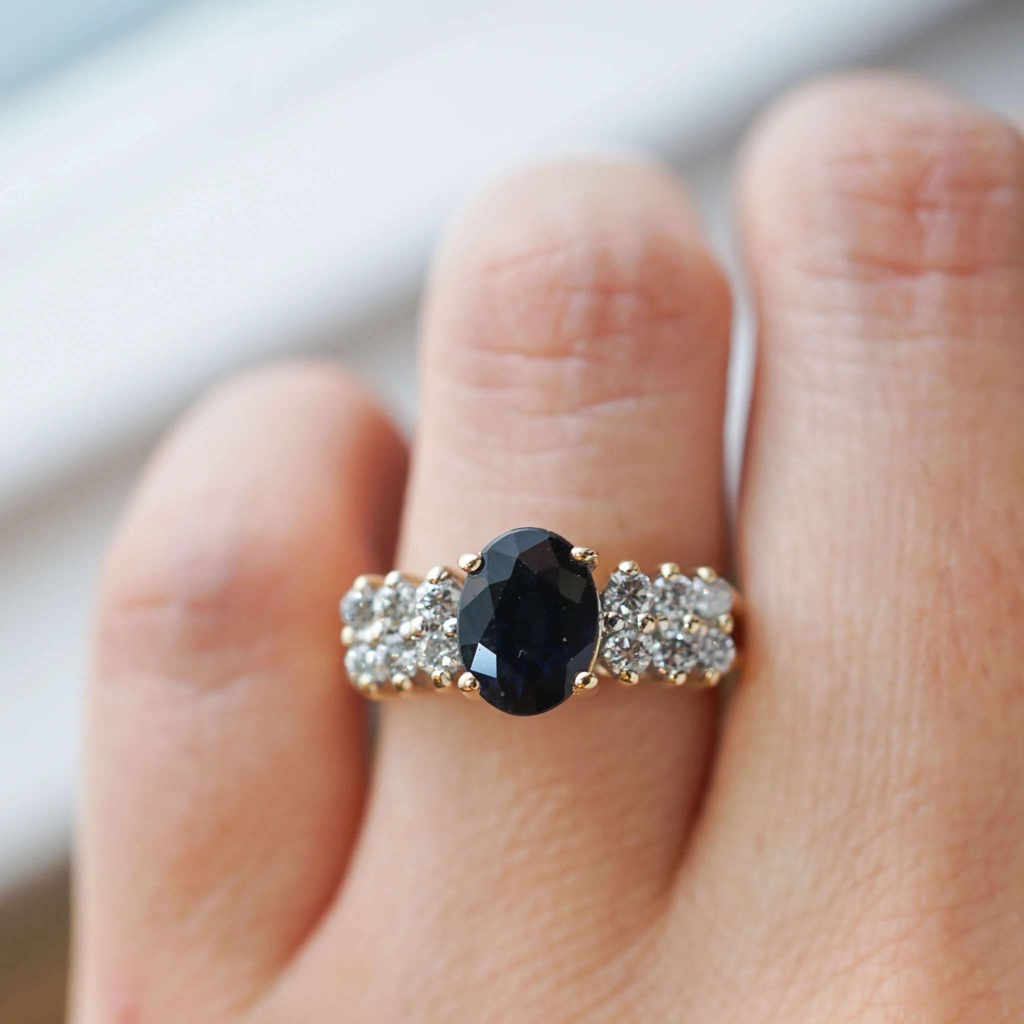 1.41 Oval Cut Sapphire Engagement Ring in 14k Yellow Gold - Image 7