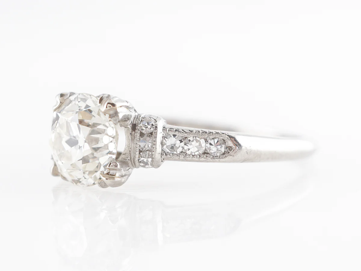 1.41 Vintage European Cut Diamond Engagement Ring - Image 2