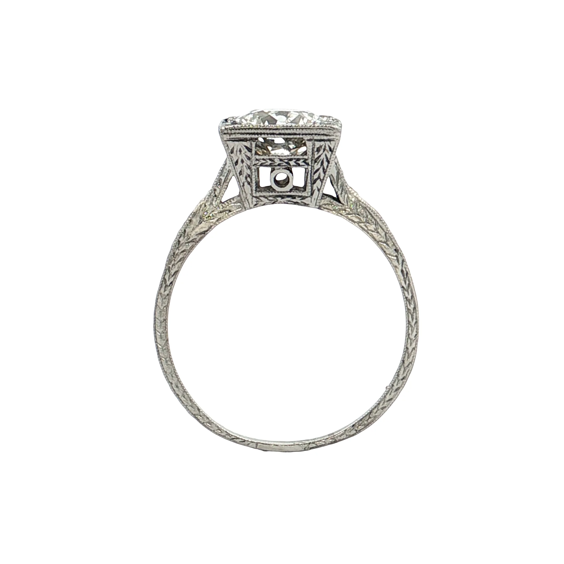 1.42 Antique Old European Diamond Engagement Ring Platinum - Image 4