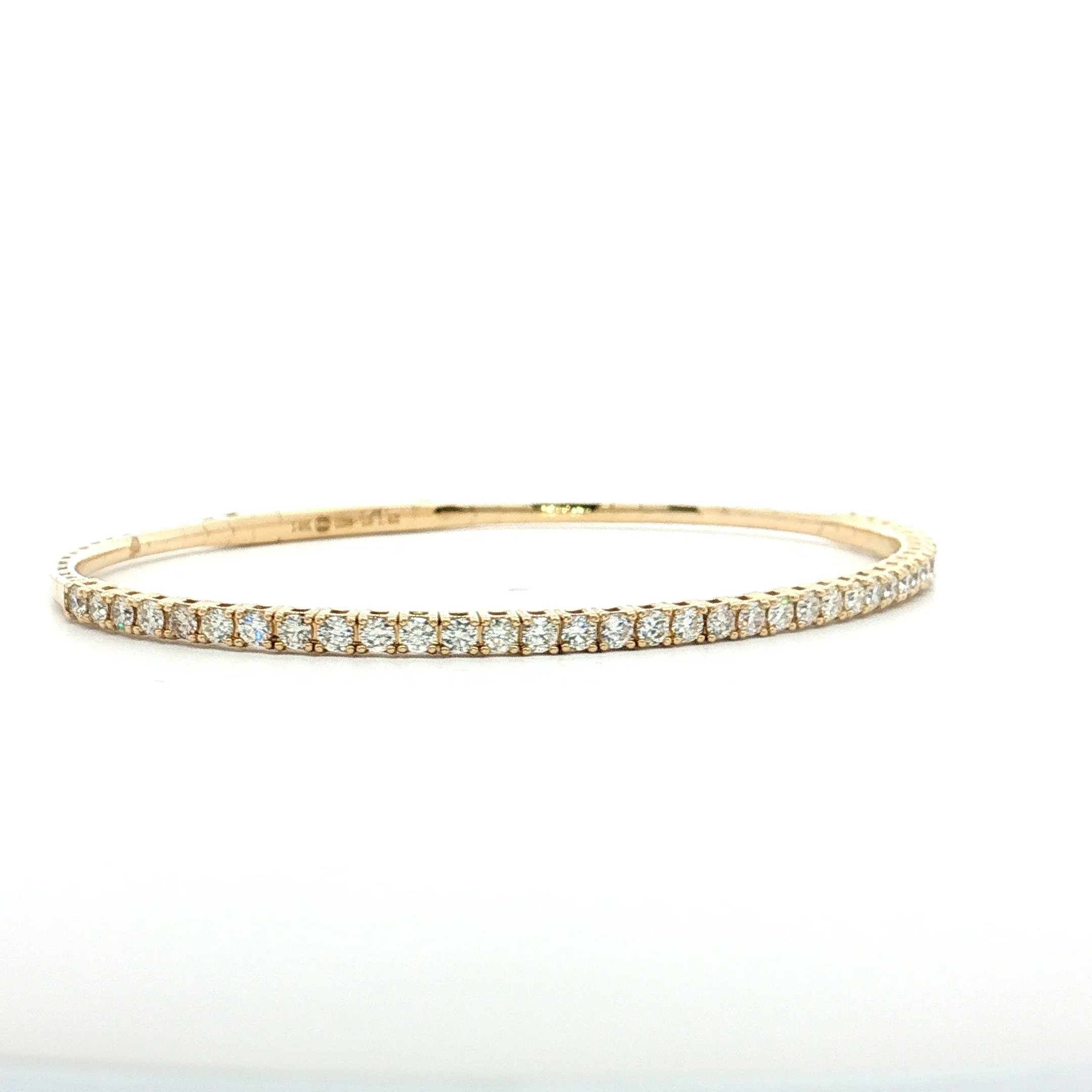 1.42 Diamond Bangle Bracelet 14k Yellow Gold - Image 3