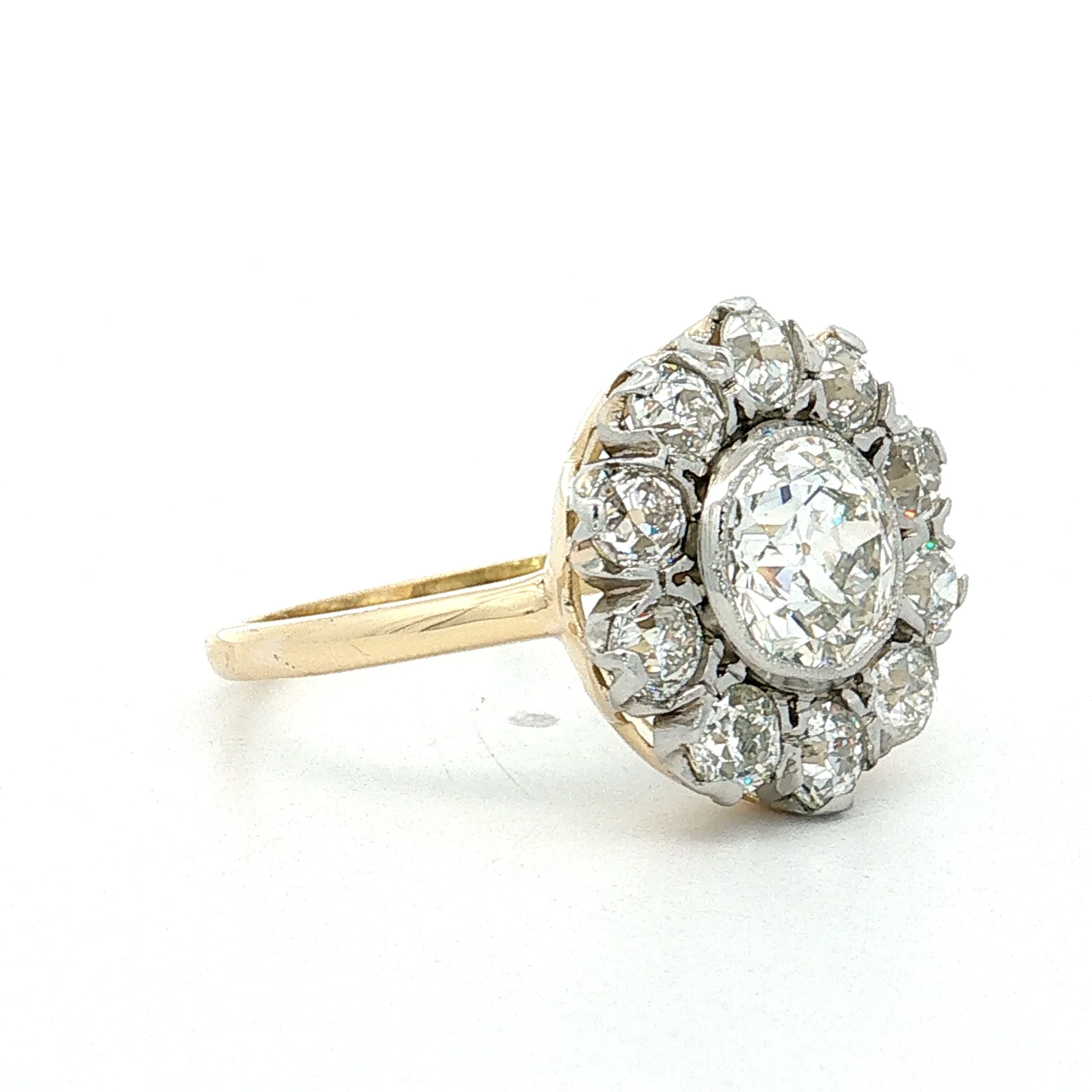 1.42 Old European Diamond Halo Ring 18k & Platinum - Image 3