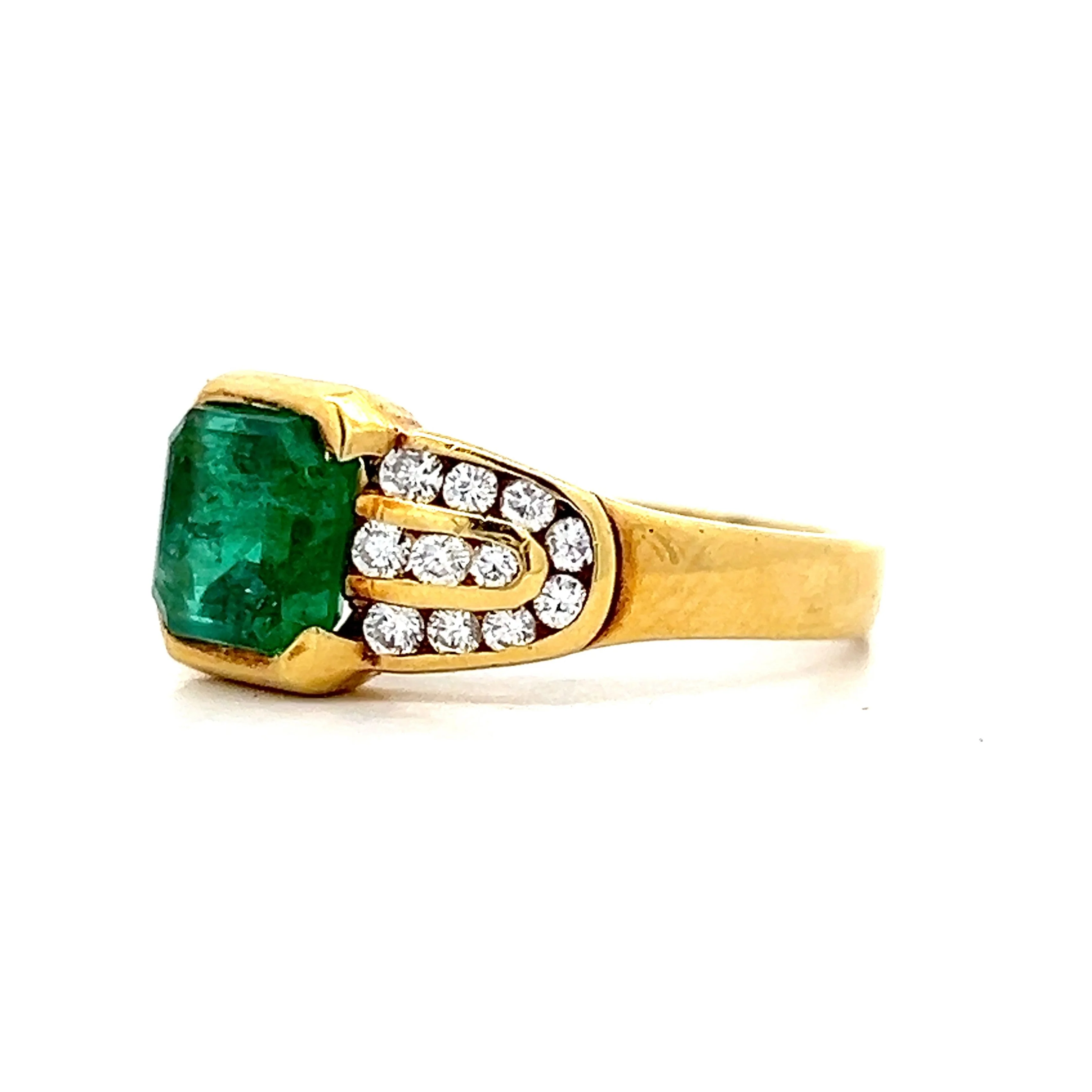 1.42 Square Emerald Engagement Ring in 18k Yellow Gold - Image 2