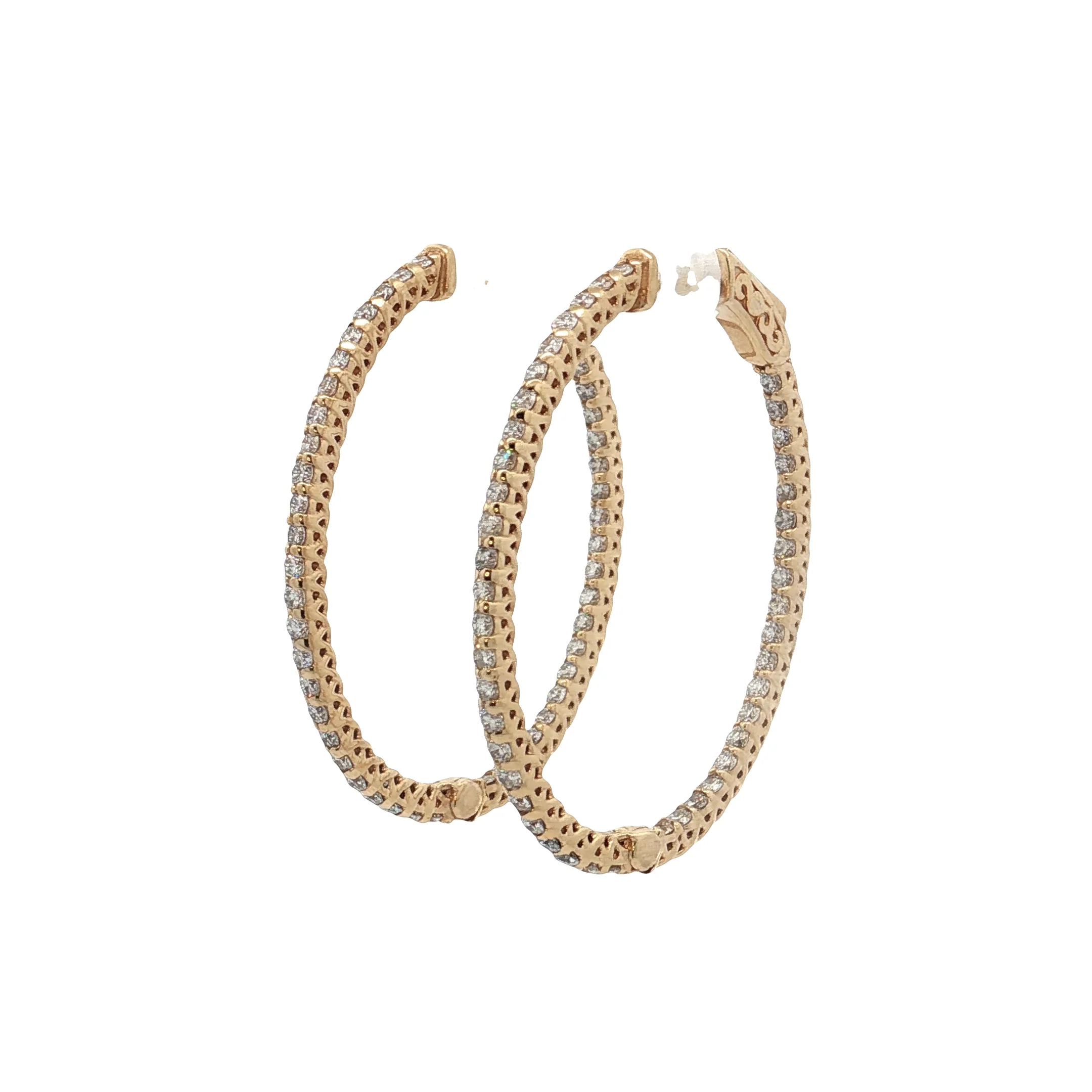 1.43 Diamond Inside-Out Oval Hoop Earrings 14k - Image 2