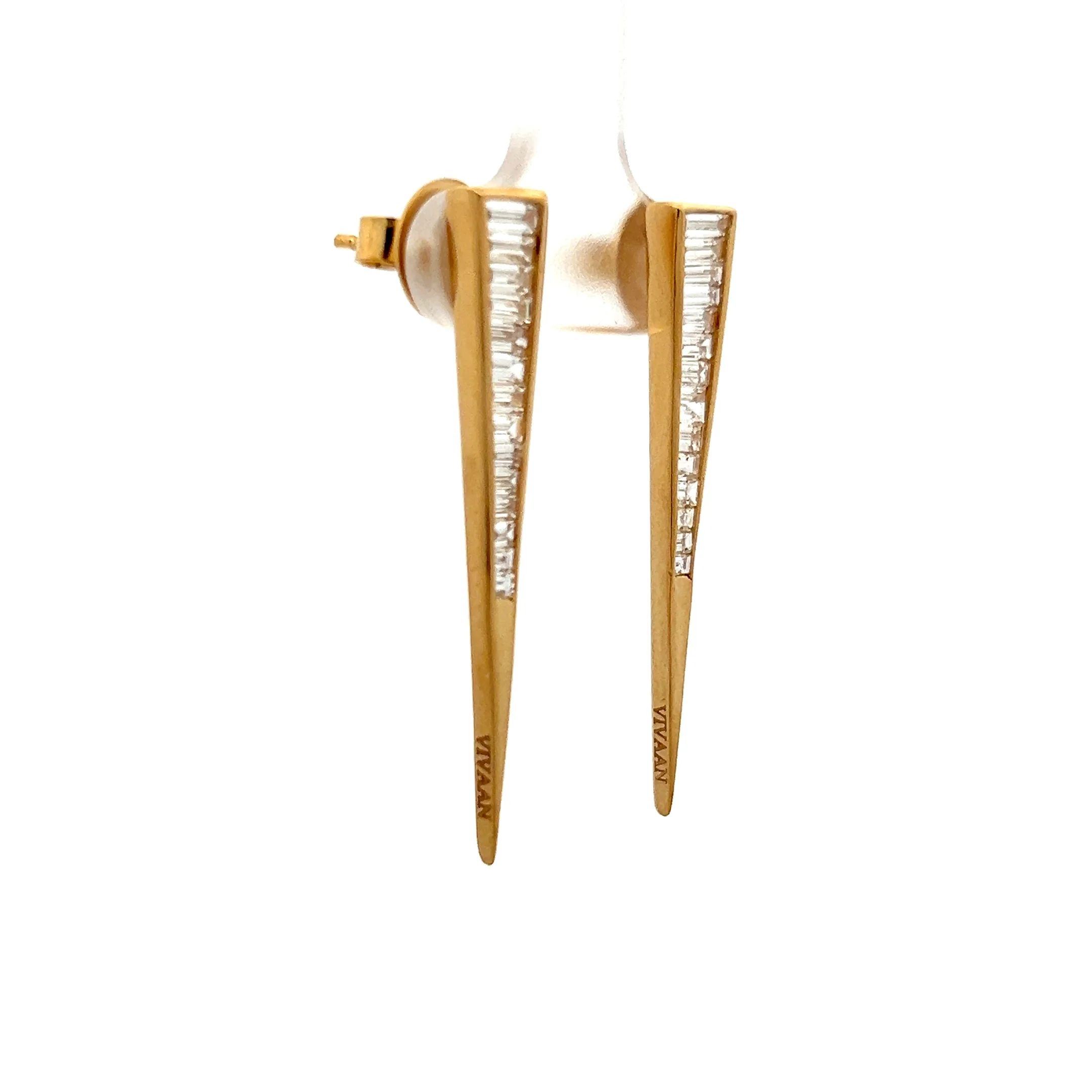 1.43 Diamond Spike Drop Earrings in 18k - Image 3