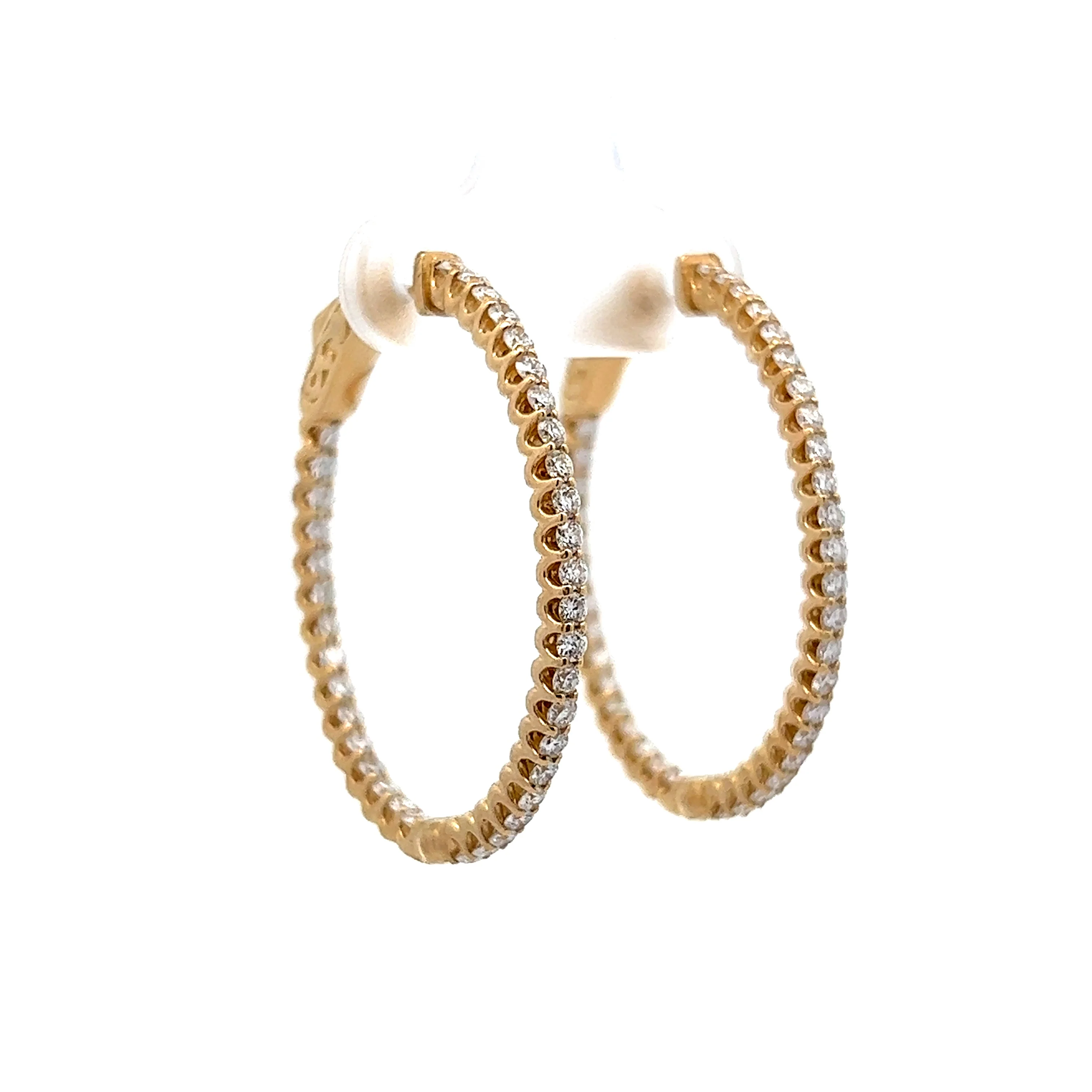 1.43 Round Diamond Hoop Earring in 14k Yellow Gold - Image 3