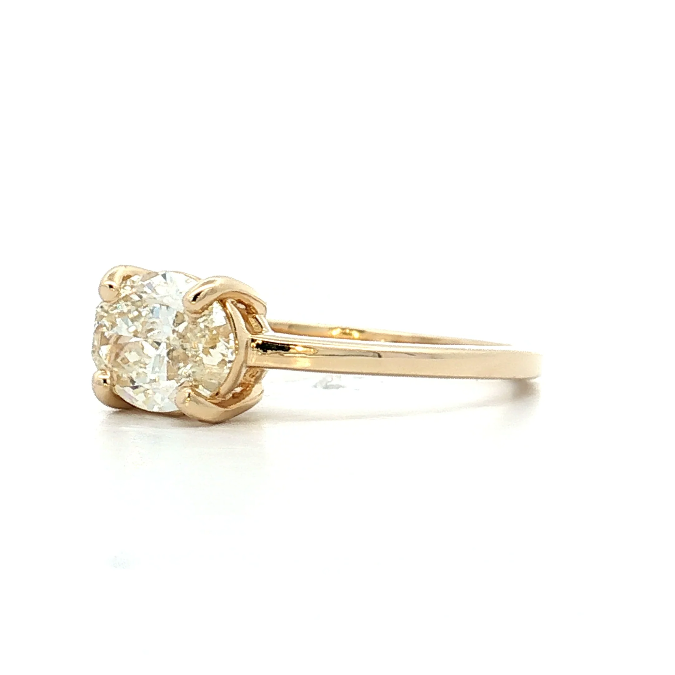 1.44 Oval East-West Diamond Engagement Ring 14k - Image 2