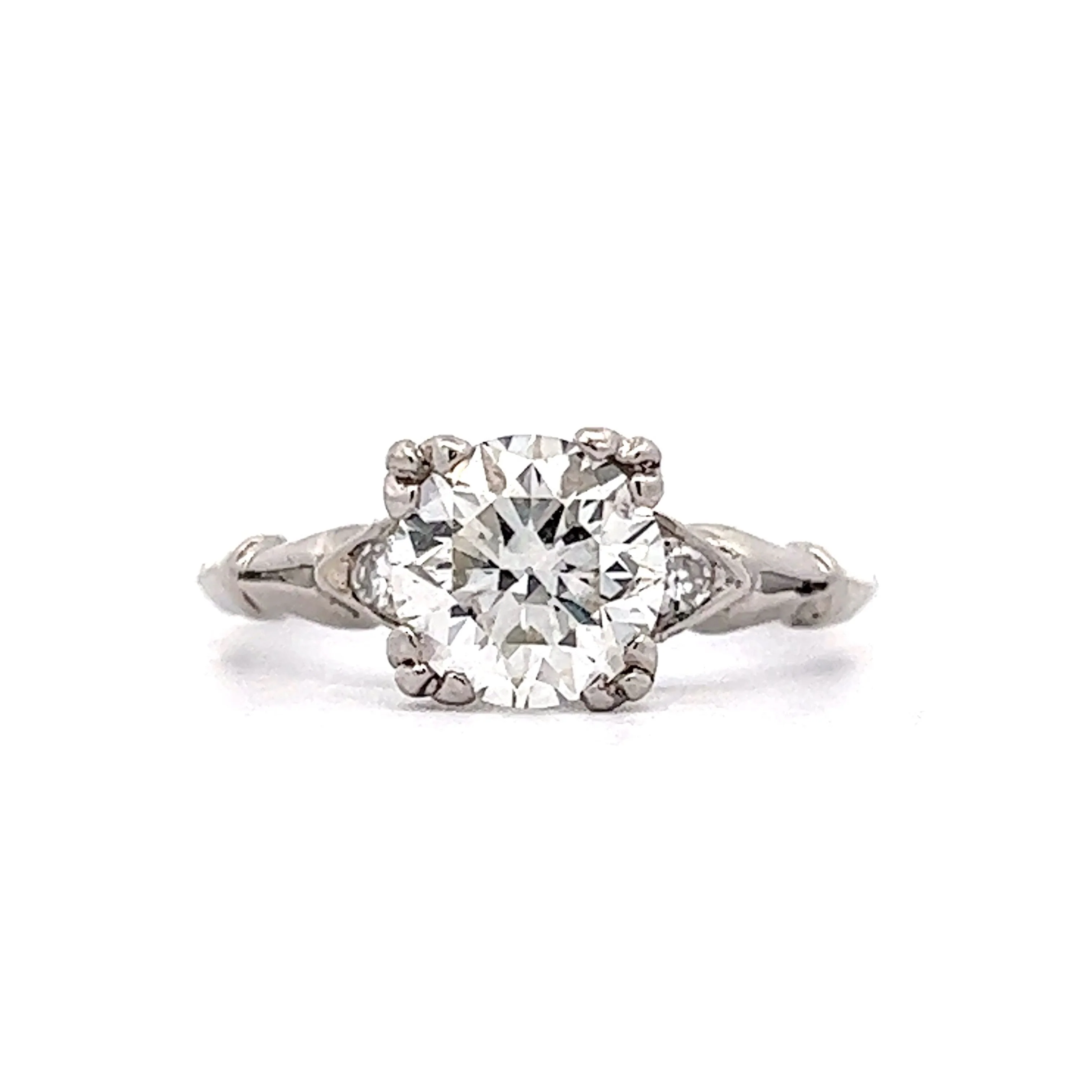 1.44 Antique Solitaire Engagement Ring in Platinum