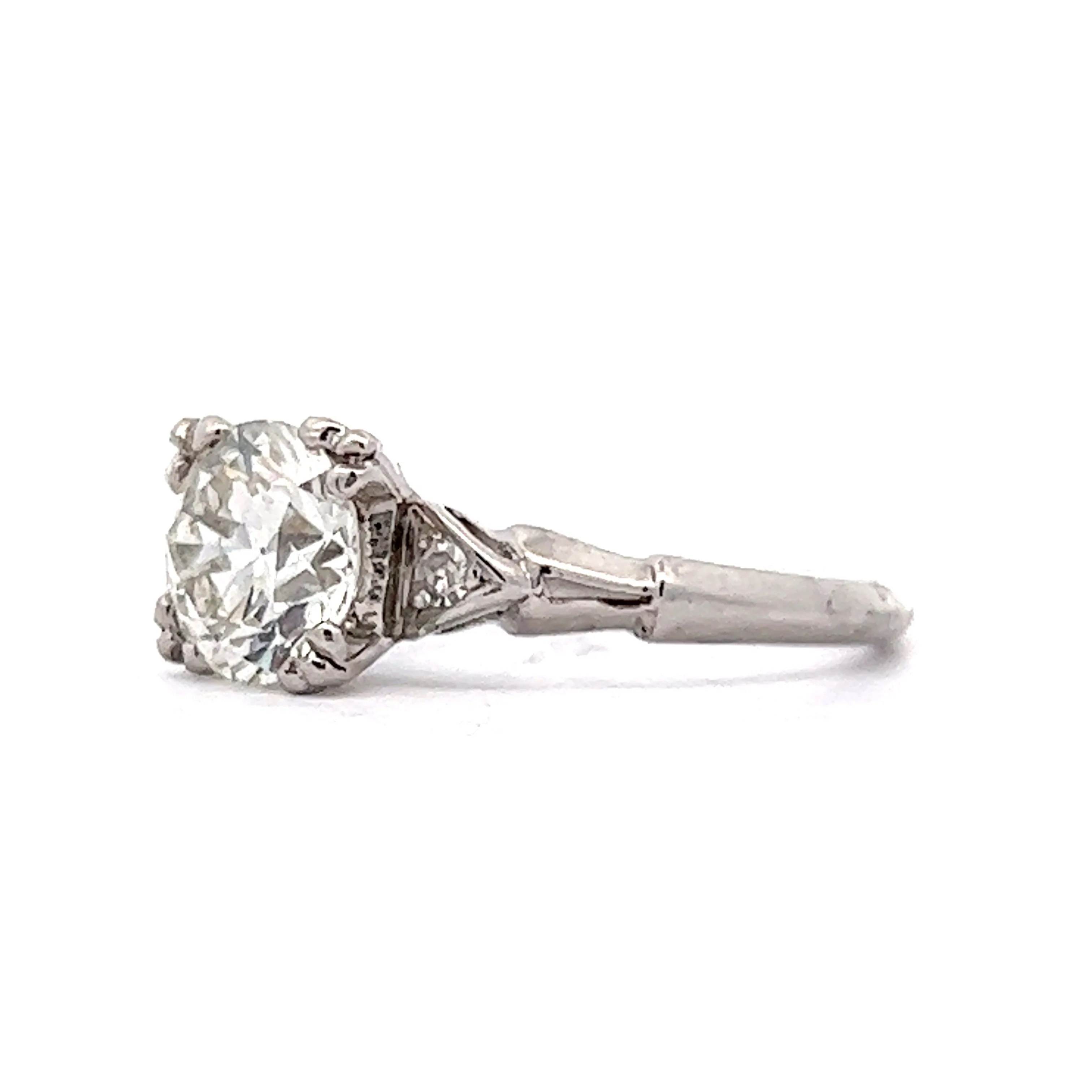 1.44 Antique Solitaire Engagement Ring in Platinum - Image 2