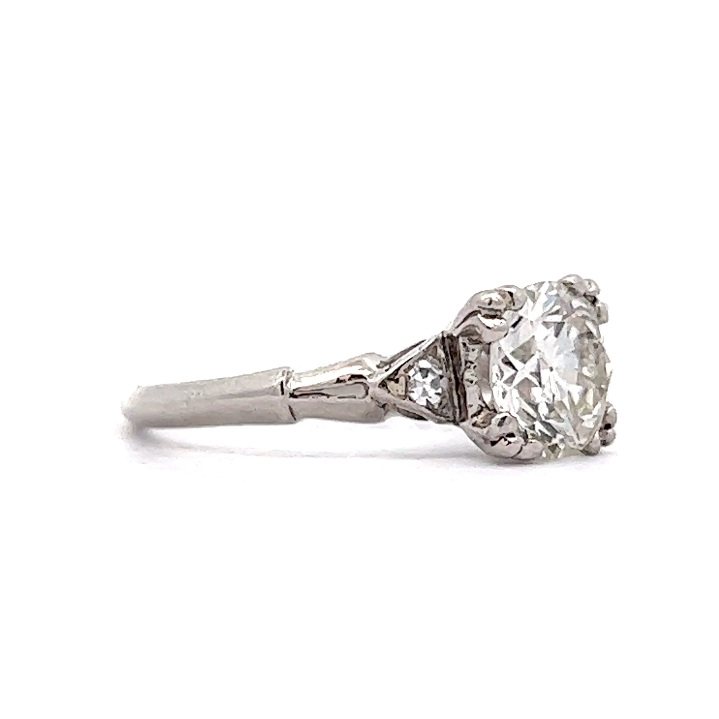 1.44 Antique Solitaire Engagement Ring in Platinum - Image 3