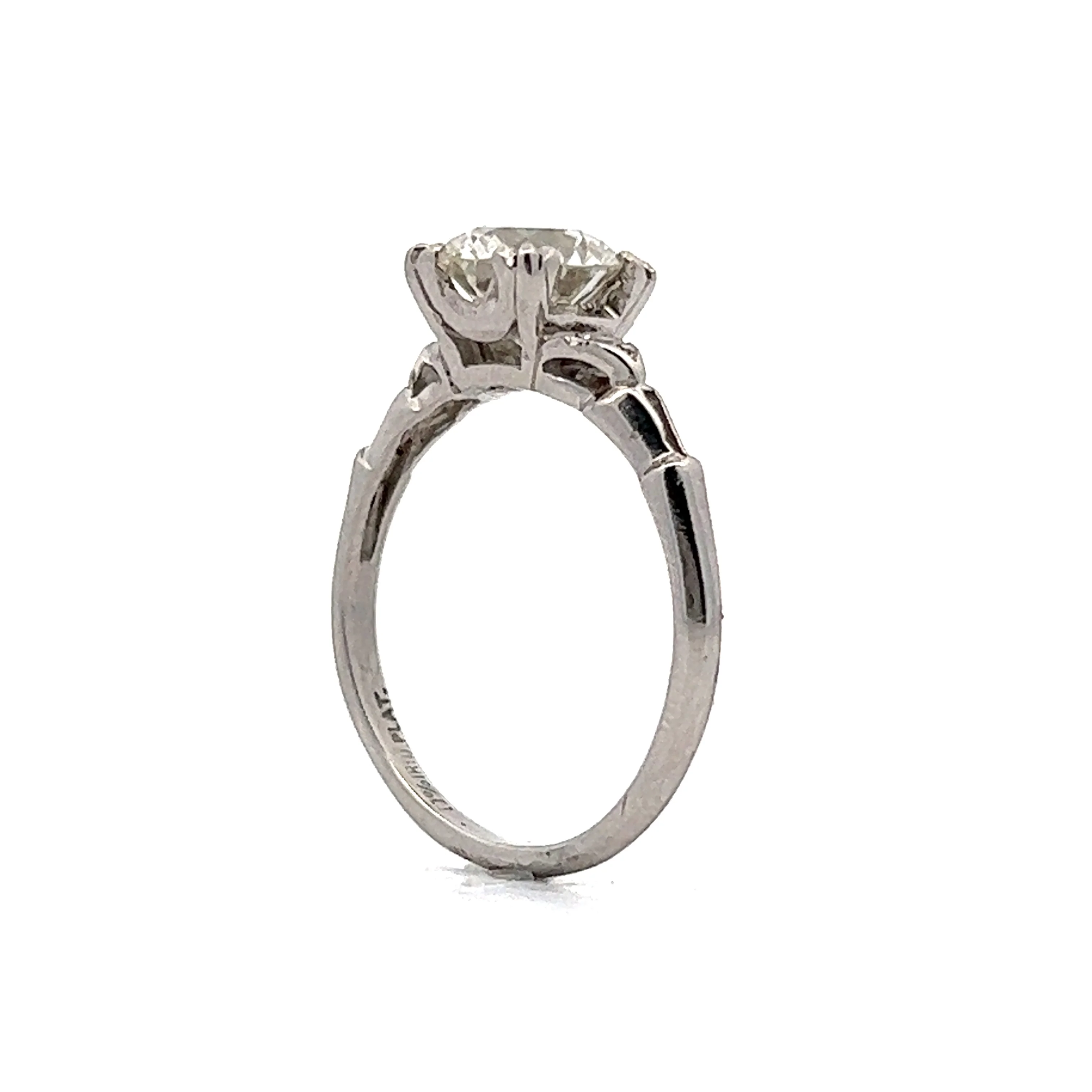 1.44 Antique Solitaire Engagement Ring in Platinum - Image 5