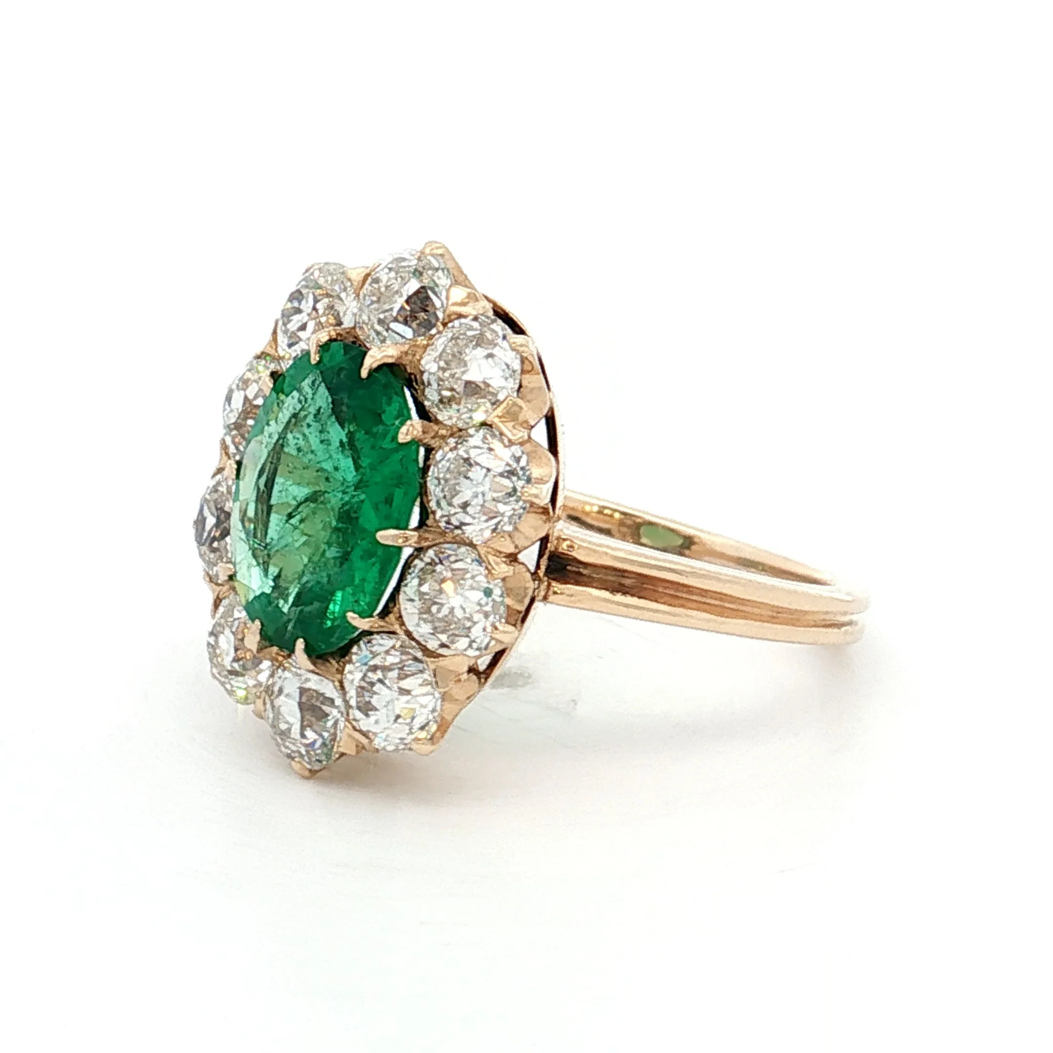 1.45 Antique Victorian Emerald & Diamond Ring 14k - Image 2
