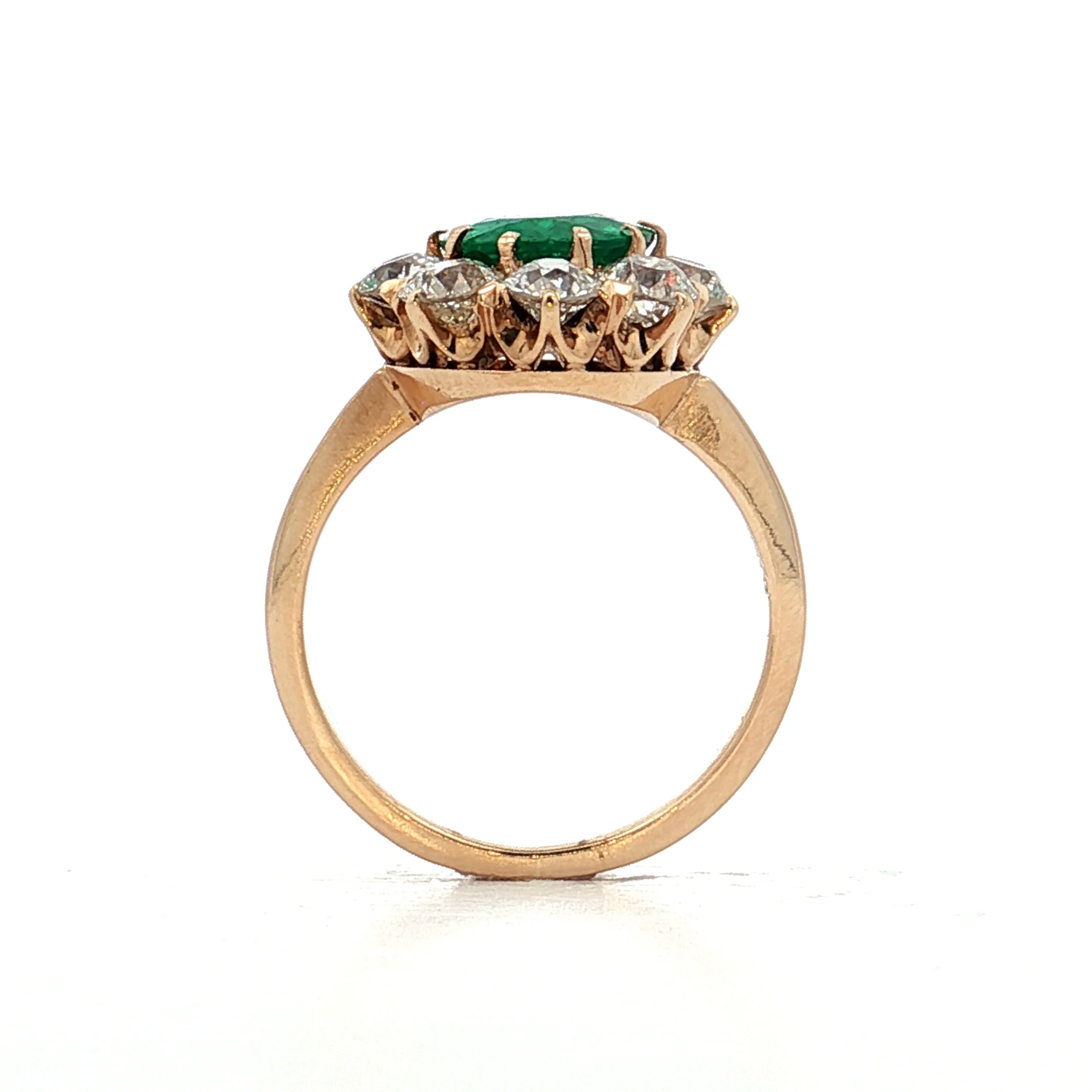 1.45 Antique Victorian Emerald & Diamond Ring 14k - Image 4