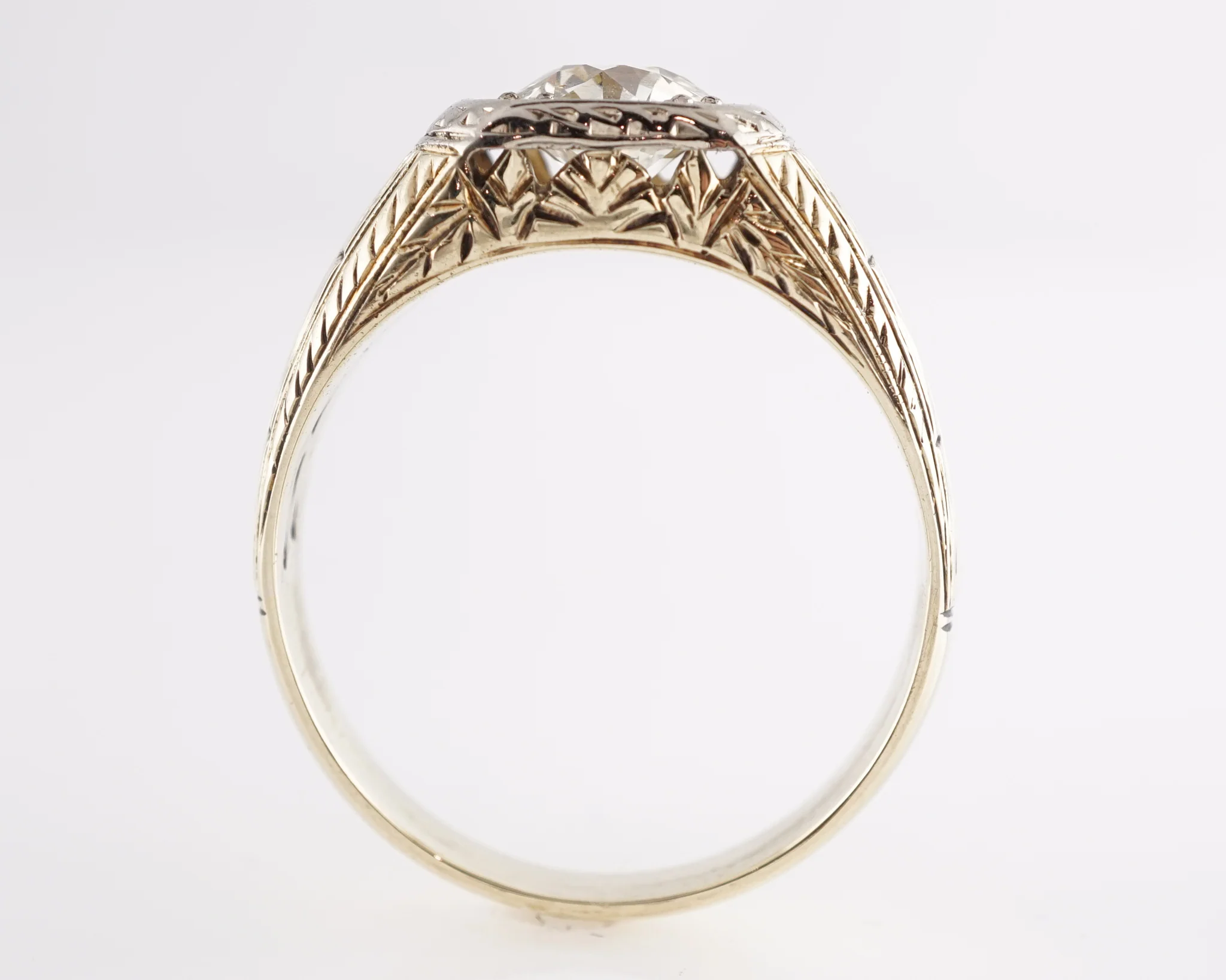 1.45 Art Deco Diamond Engagement Ring in 14k Yellow Gold - Image 3