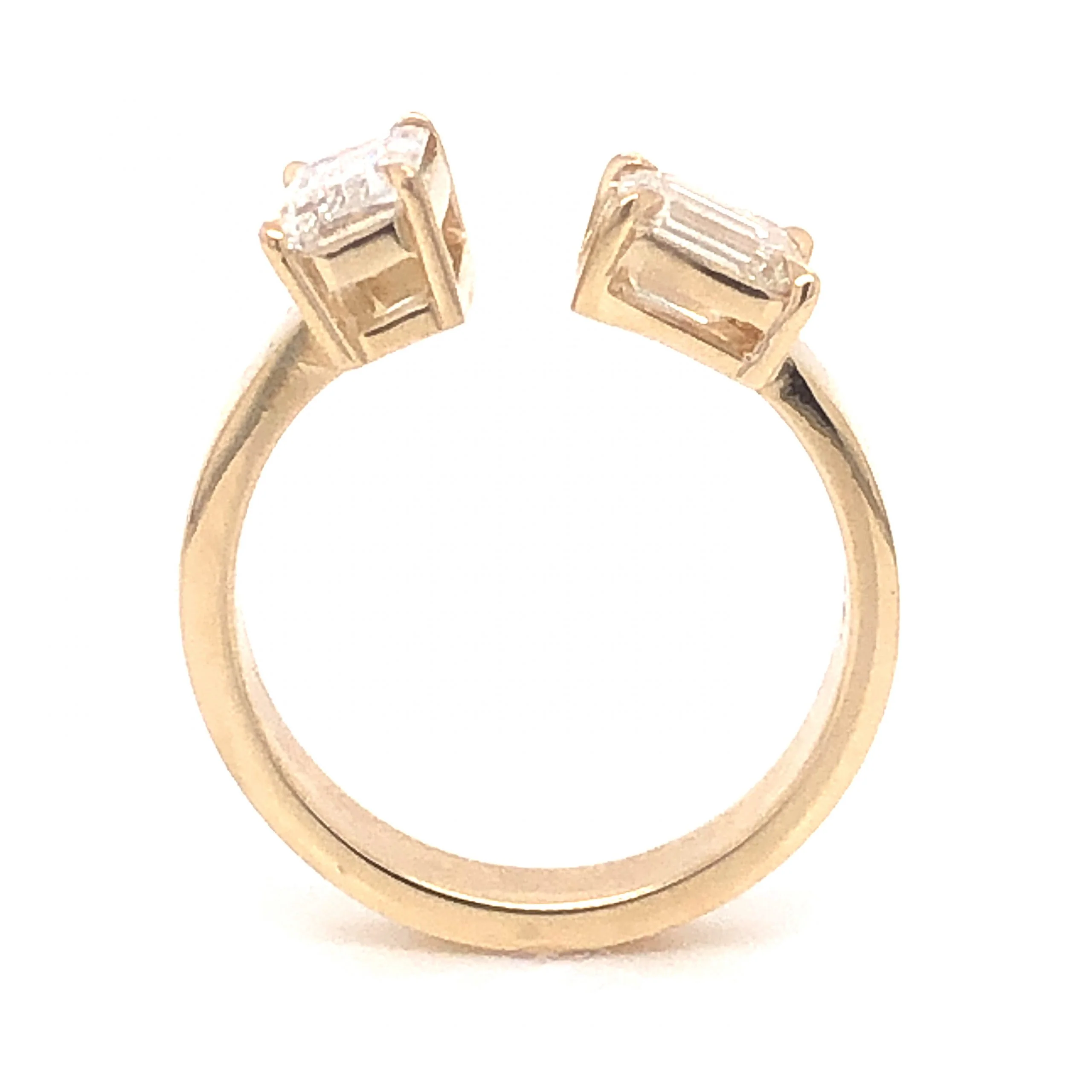 1.45 Emerald Cut Diamond Open Ring in 14k Yellow Gold - Image 4