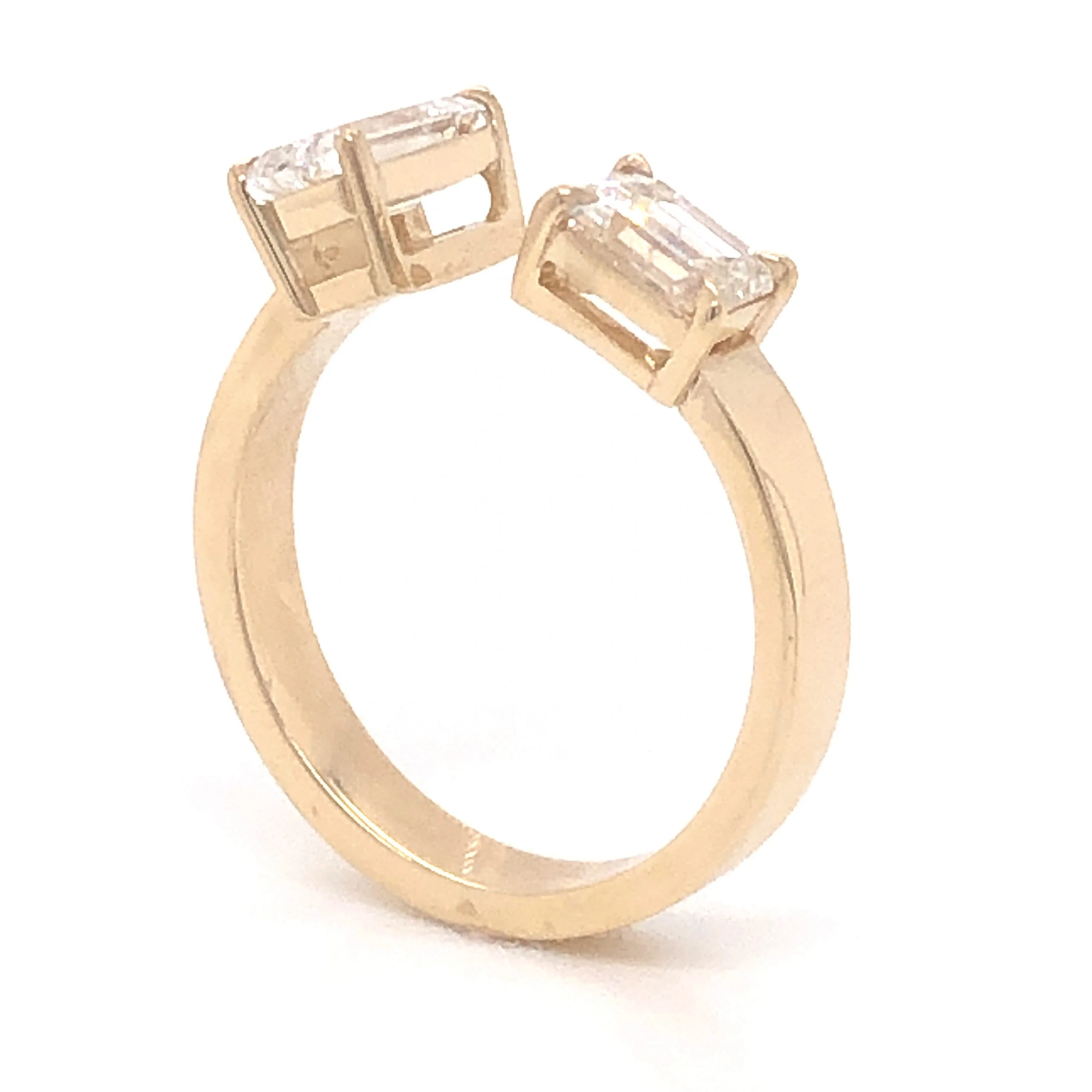 1.45 Emerald Cut Diamond Open Ring in 14k Yellow Gold - Image 5