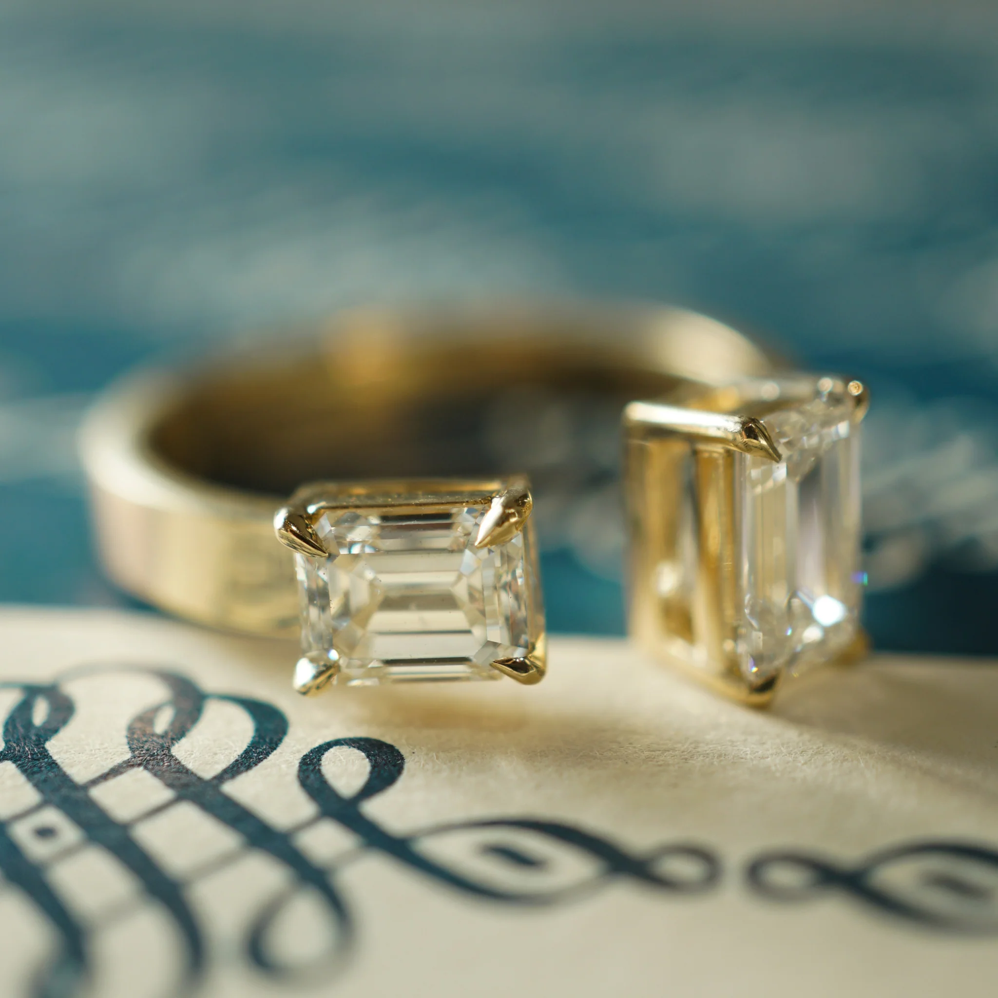 1.45 Emerald Cut Diamond Open Ring in 14k Yellow Gold - Image 6